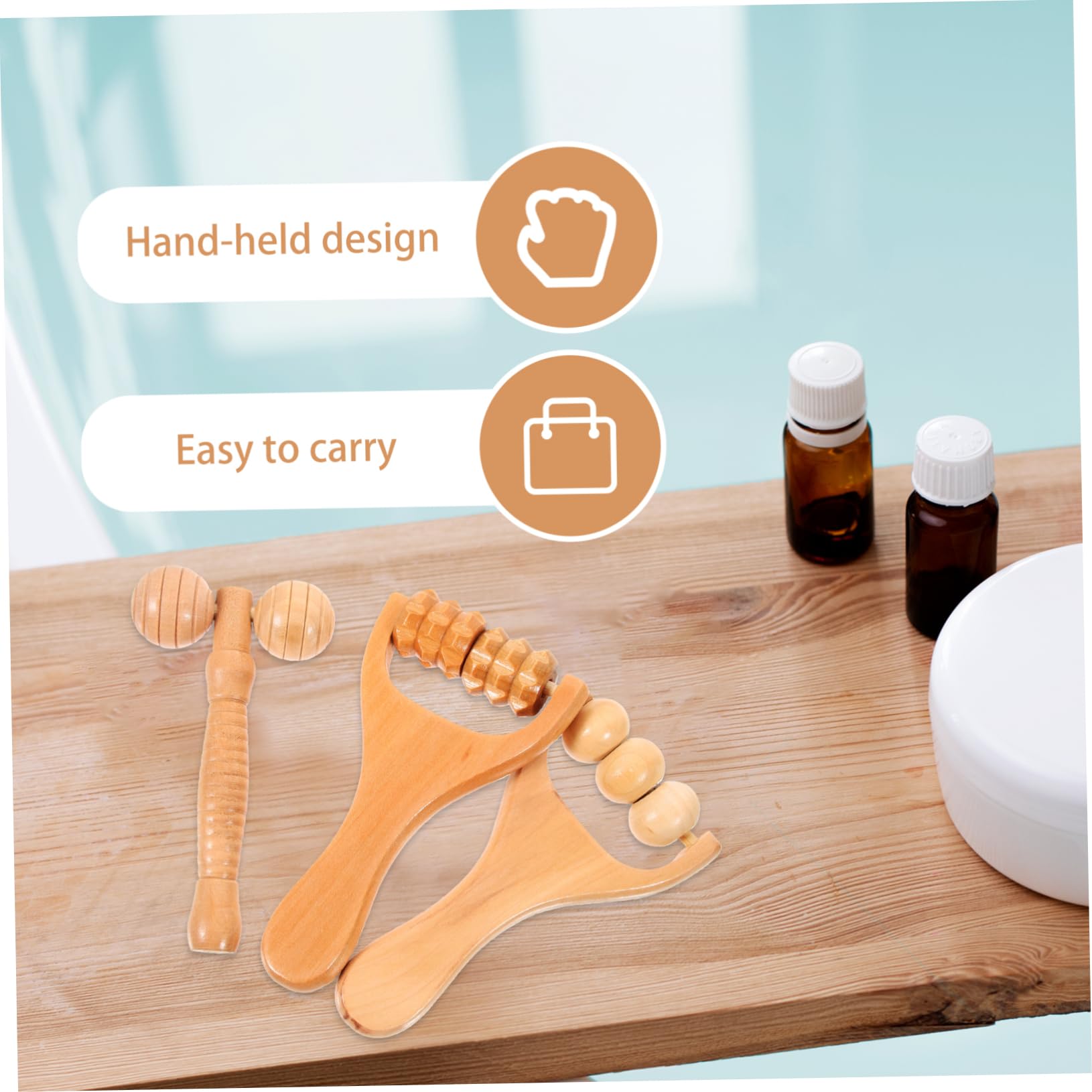 Beaupretty 5 Series Circulación Manual Cervical Rodillos Hombro Rodillo De Masaje Cuello Pie Shiatsu Masajeador Herramientas Madera 3 Piezas X 5