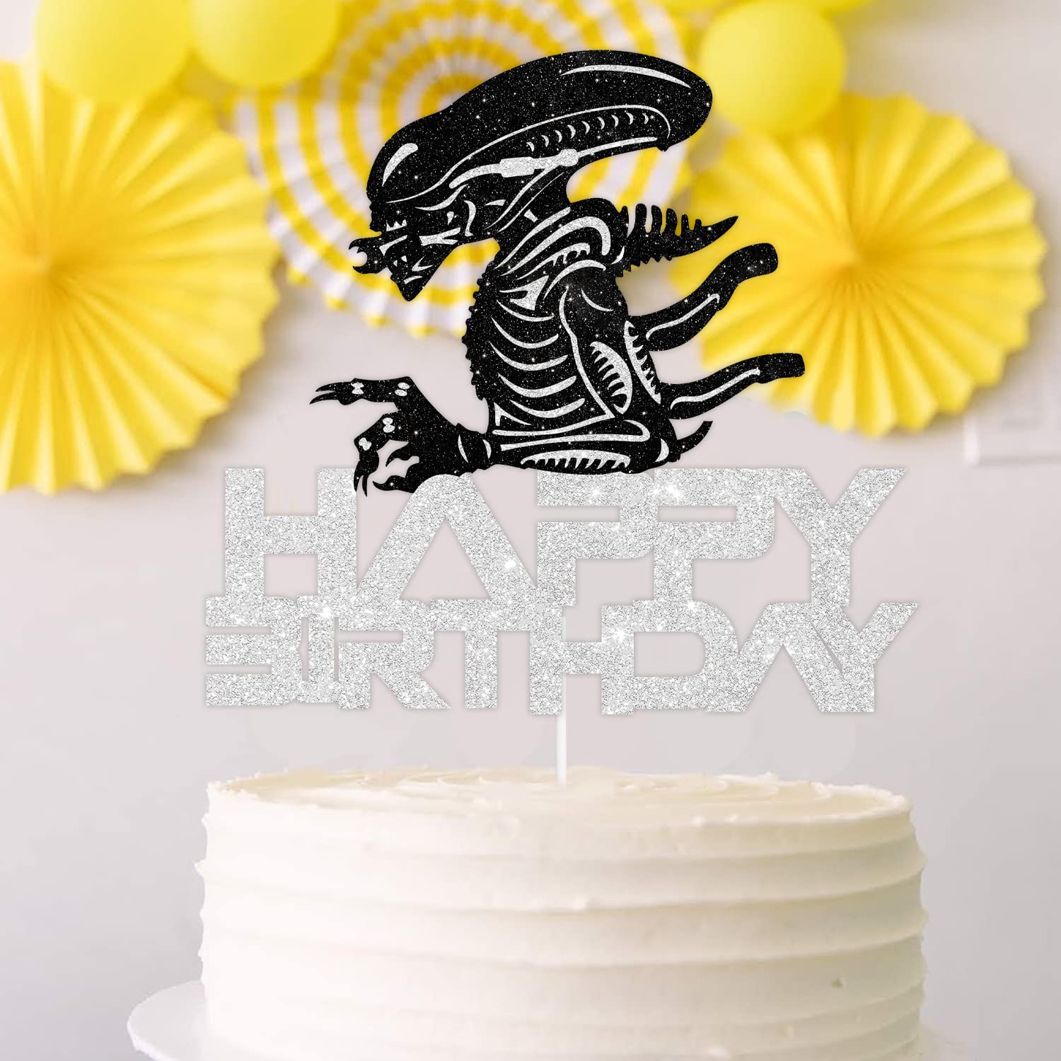 Alien Baby Cake Topper - Space Theme Birthday Decoration For Boy Or Girl Baby Shower, Number & Star Crew