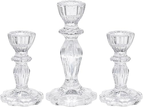 Miniatura 6 de Juego de 3 portavelas de cristal, portavelas transparentes para candelabros, centro de mesa, decoración del hogar, boda, cumpleaños, fiesta, Navidad