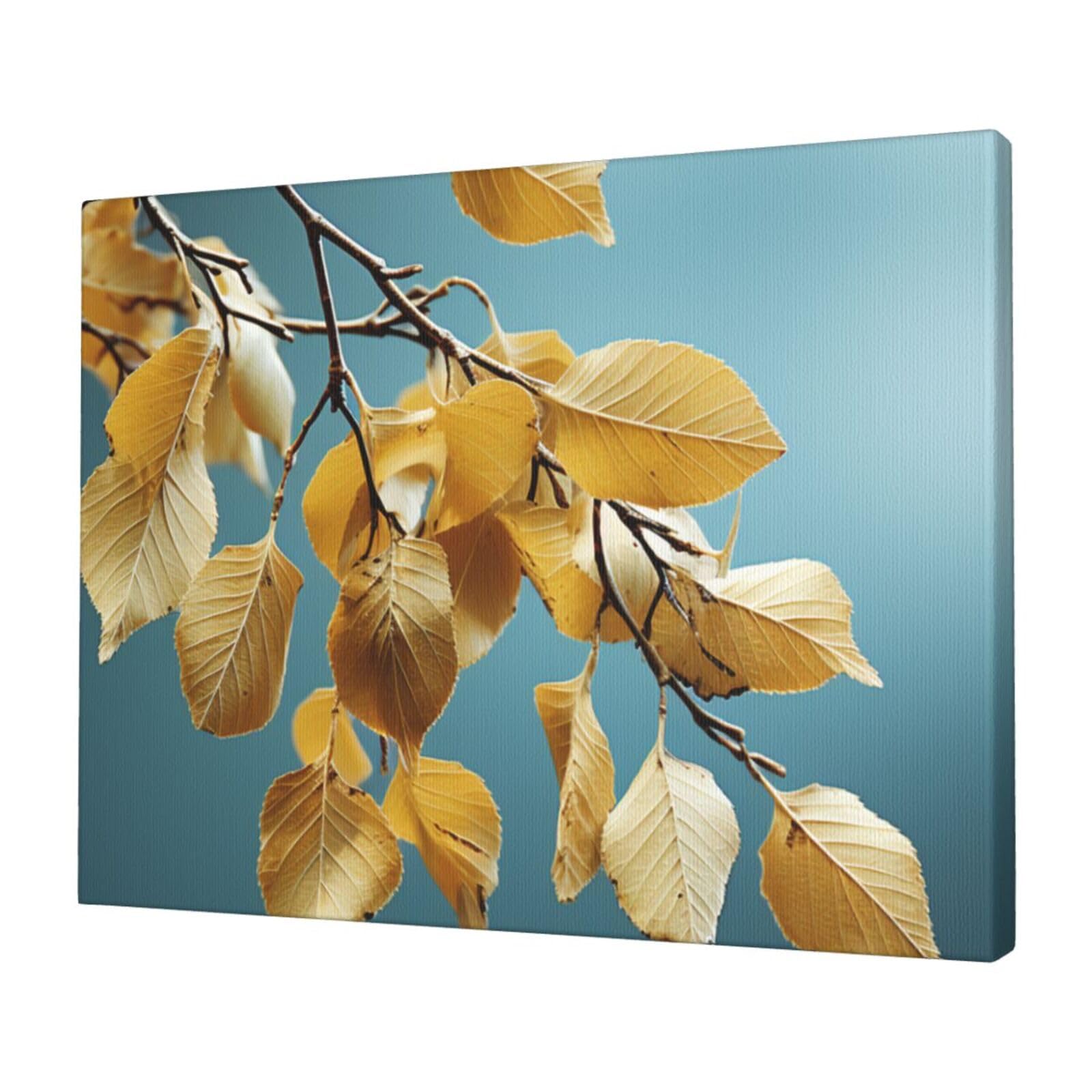 KLOPH Birch leaves Canvas Wall Art for Living Room 12"x16" Modern Artwork Painting for Bathroom Hanging Canvas Prints Aesthetic Wallart for Bedroom Kitchen Office Wall Decor