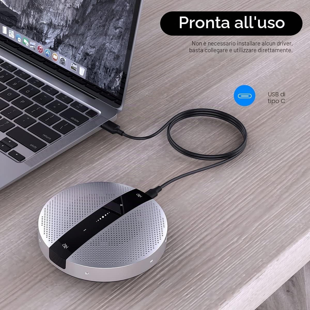 Altoparlante per conferenze USB con microfono, altoparlante per conferenza Plug and Play per computer, riduzione del rumore, microfono per conferenza con presa vocale omnidirezionale