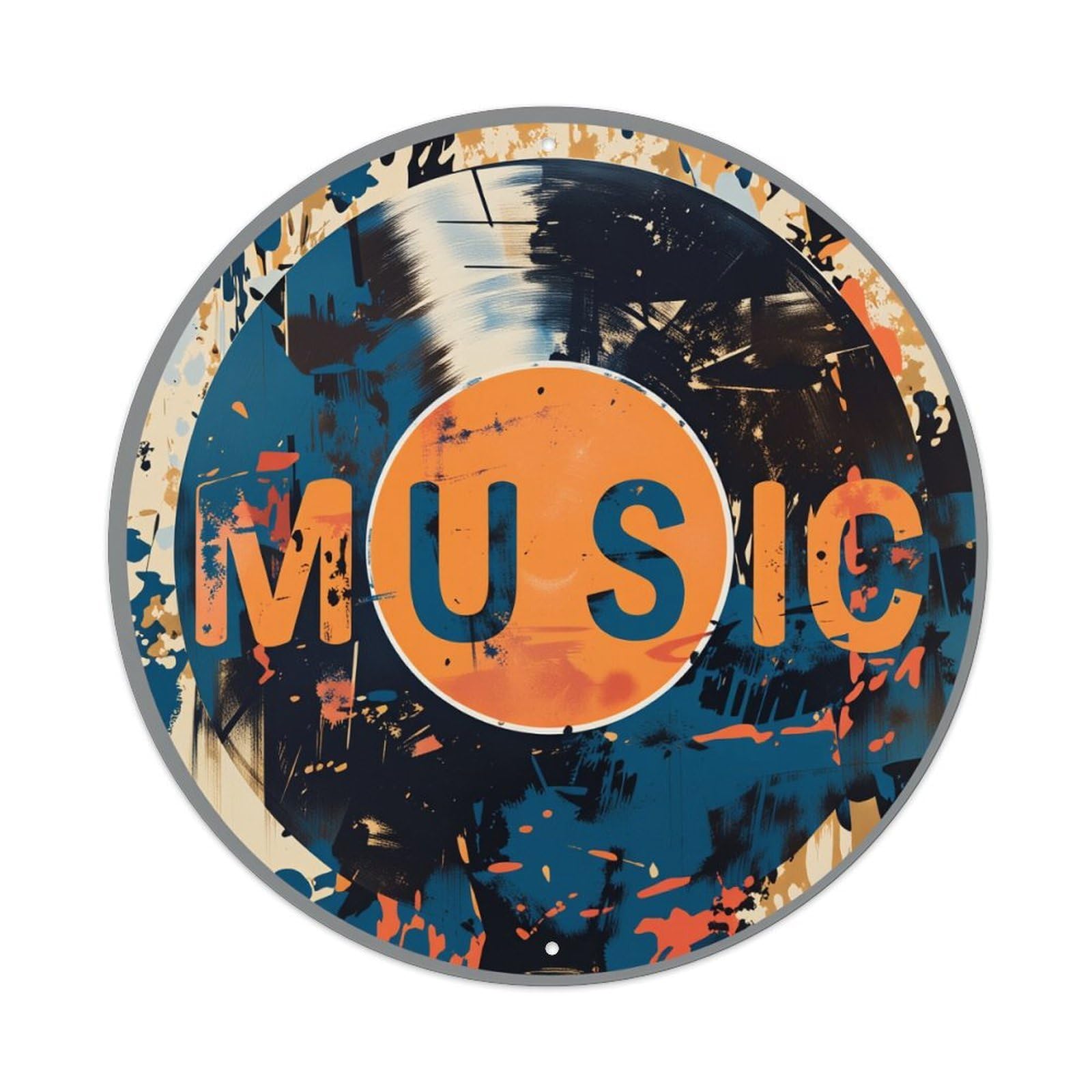 Music Vinyl Record Art Abstract Colorful Design Pattern Round Vintage Tin Sign,Retro Wall Art,Metal Poster for Home, Bar, Garage, Cafe, Rustic Indoor & Outdoor Decor, 8x8 Inches