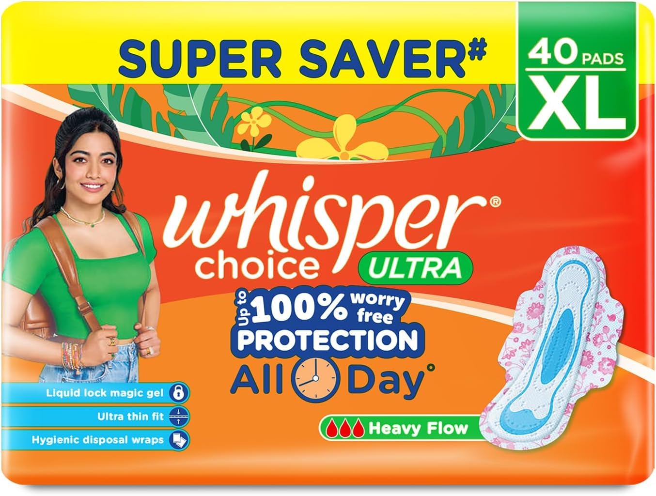 Whisper Choice Sanitary Pads with Wings for Women, XL, 40s Napkins-image-37