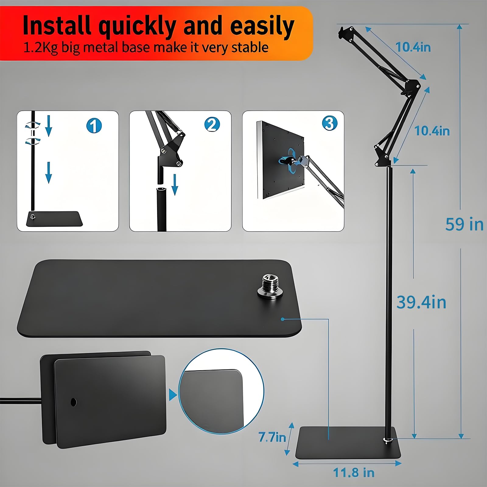 Lampe de luminothérapie rouge corps entier, panneau infrarouge 225 LED 660nm & 850nm carré 31×31 cm, 5 niveaux, 6 minuteries, mode pulsé 10 Hz, pied réglable (Blanc)