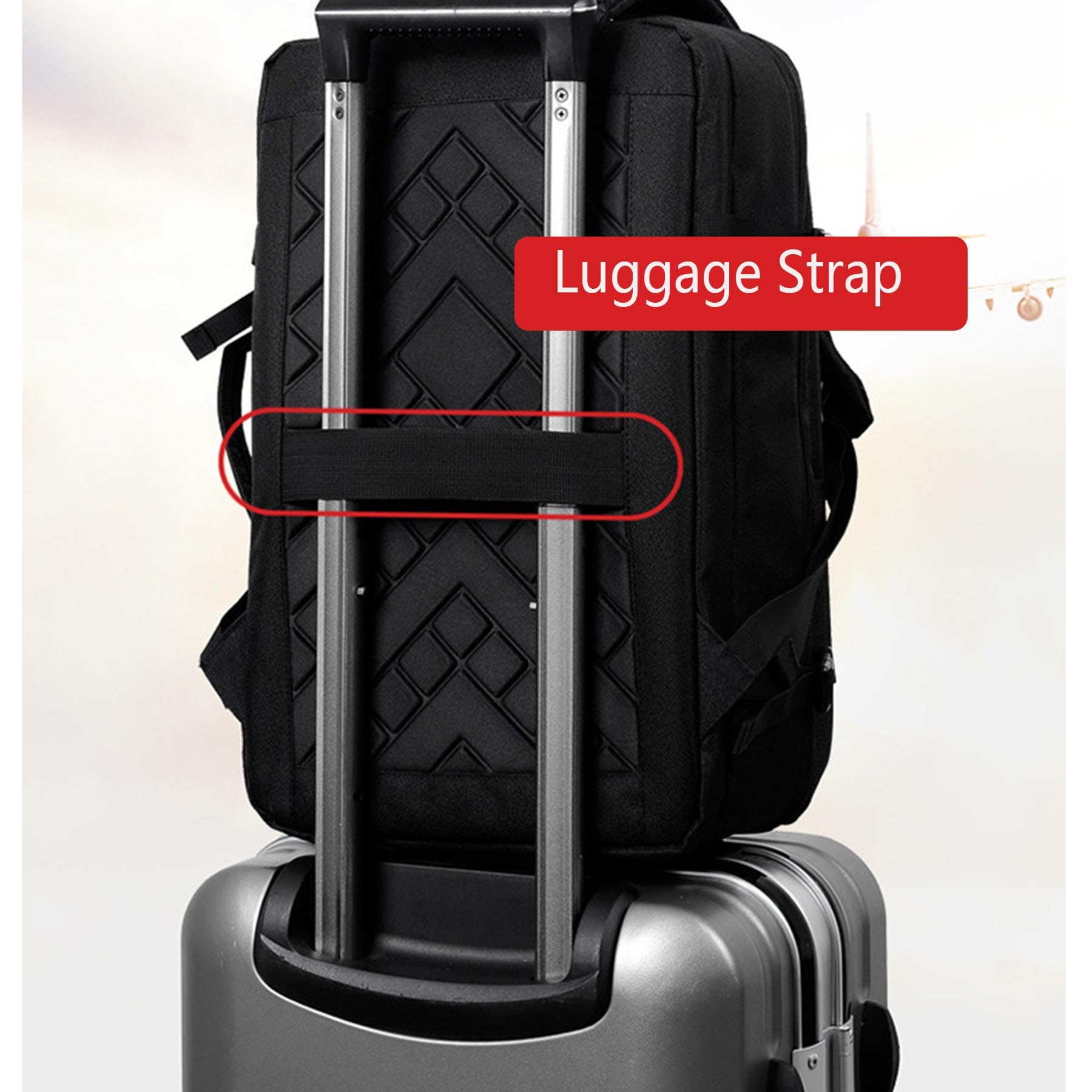 Zaino da viaggio multi-tasca per laptop, ampio zaino per viaggi d'affari con fascia per trolley, zaino leggero e impermeabile per pendolari con porta di ricarica USB,Grigio