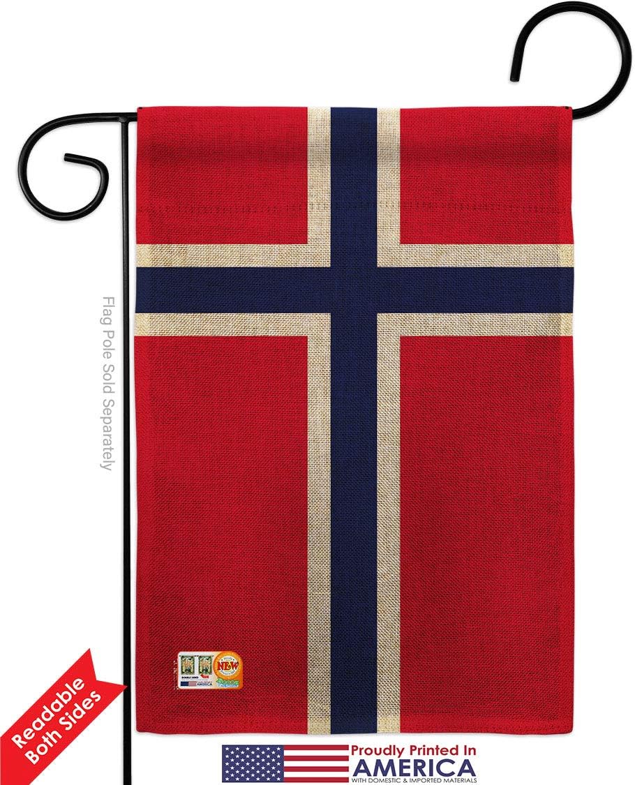 Norway Burlap Garden Flag Set Wall Hanger Regional Nationality Nation International World Country Particular Area Small Decorative Gift Yard House Banner Double-Sided Made In USA 13 X 18.5