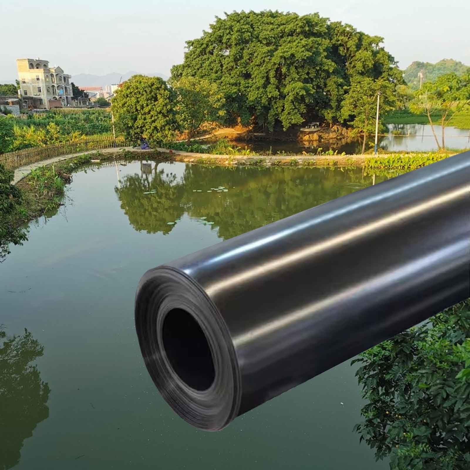 Plandeka do basenu, plandeka basenowa z HDPE o wysokiej wytrzymałości od 5 x 5 m do 10 x 15 m, trwała czarna podkładka do stawów rybnych, fontann, ogrodów wodnych i wodospadów (26,2 x 32,8