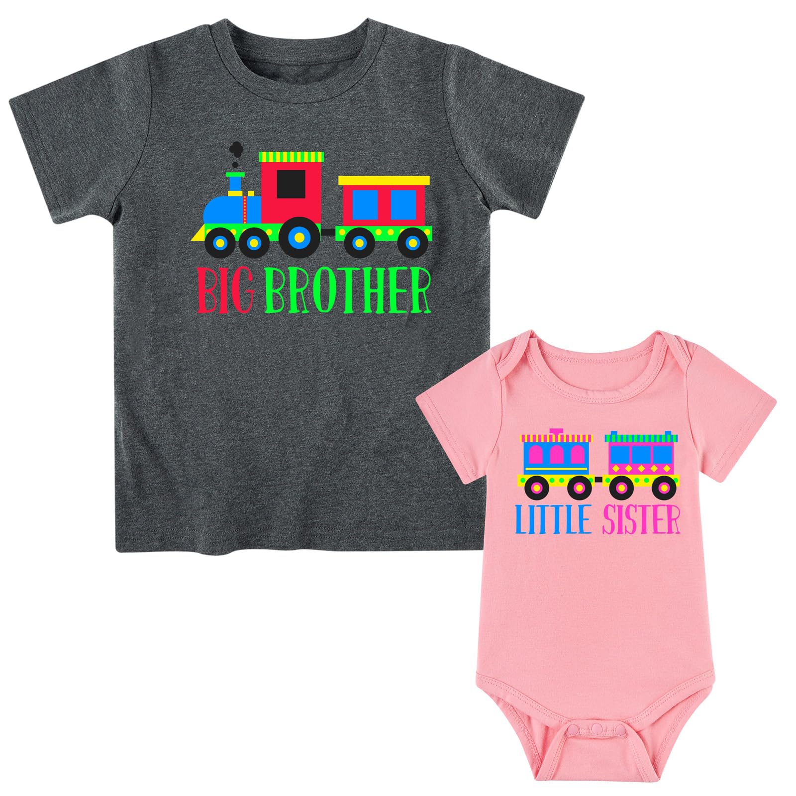 Funnycokid Big Brother Little Sister Matching Outfits Baby Girl Clothes Toddler Boys T-Shirt Announcement Gift