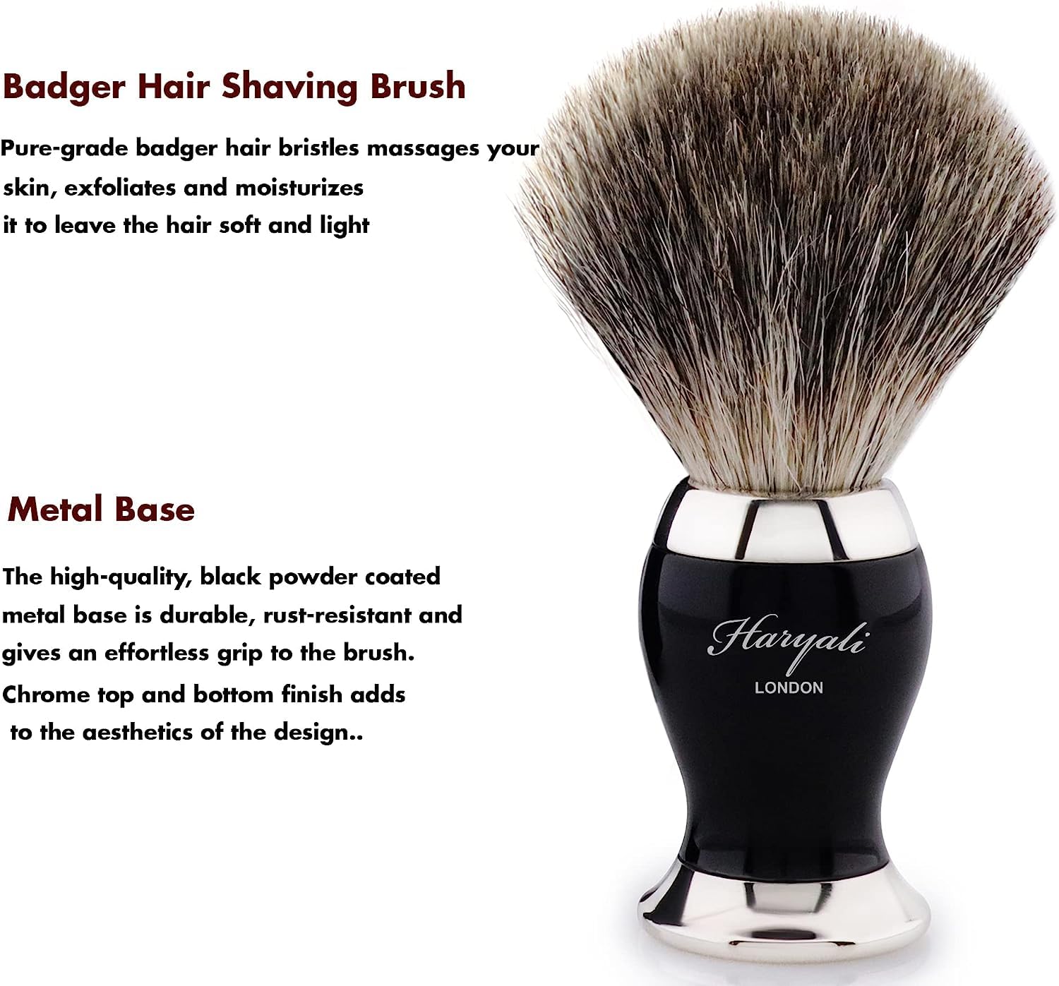 Nero Puro Tasso Capelli da Uomo Pennello da Barba in Nero Ebano Handle.comes con Scatola