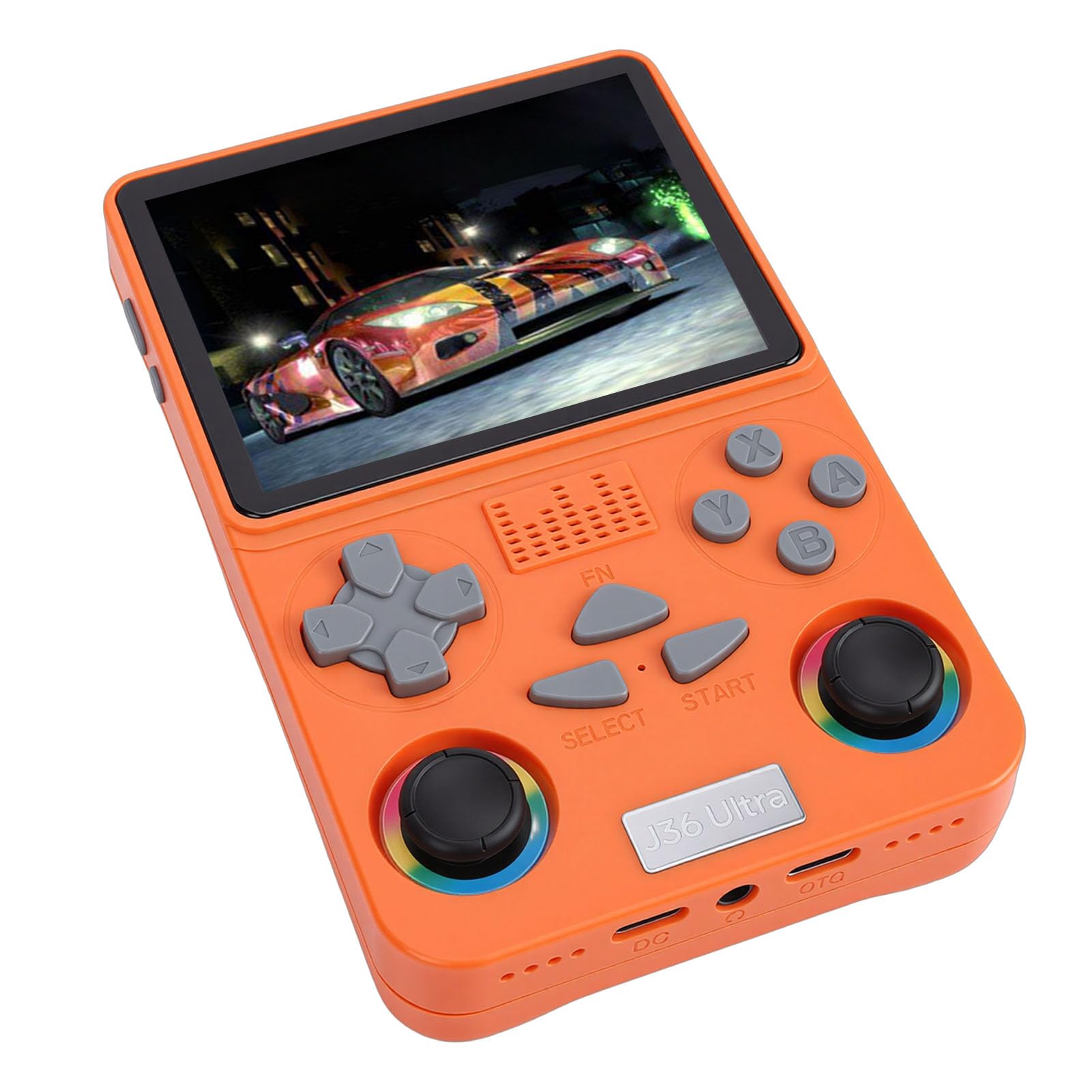 Zunate Octa Core Handheld-Spielekonsole 4 Zoll 720x720 |64 GB Speicher, 22.000 Klassische Spiele, WiFi, Dual-Player, 3.000 MAh, 8 Stunden Kampf (ORANGE)