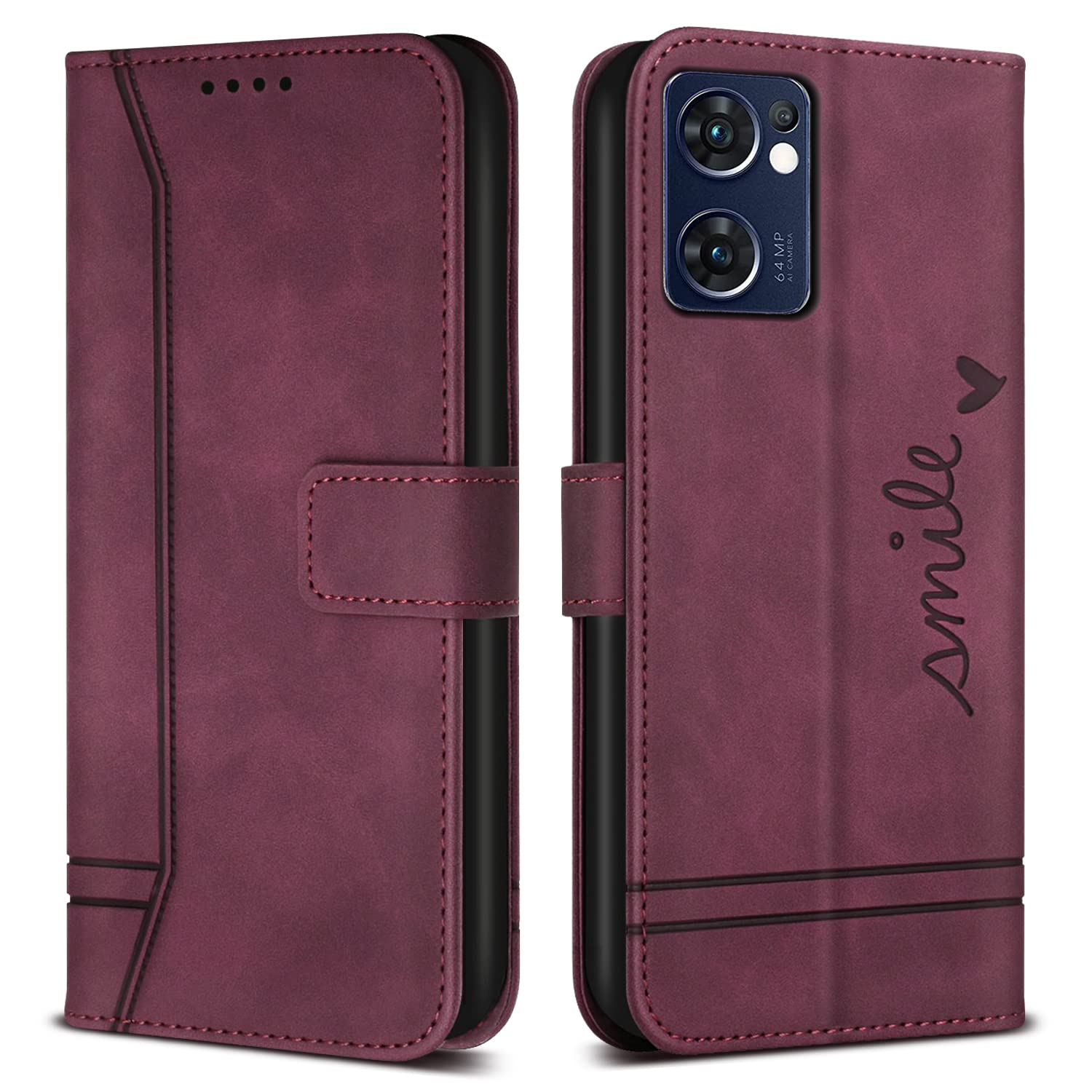 GOKEN Cover Pelle per Oppo A16 / Oppo A54s / Oppo A16s, Magnetica Custodia con Supporto di Stand & Carte Slot, Flip Case con Portafoglio -Bianco