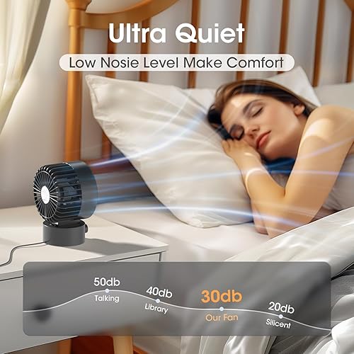 Miniatura 6 de Ventilador de escritorio USB pequeño, silencioso, velocidad continua, ajuste flexible, mini ventiladores para el hogar, oficina, dormitorio,