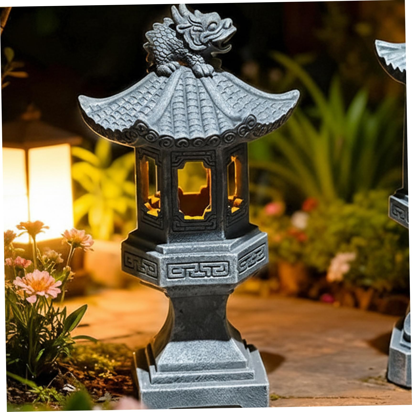 Latemeia Style1 Pagoda Garden Statue, Resin Solar Japanese Pagoda Lantern, Decorative Zen Garden Landscape For Yard Patio Lawn, Décors Intérieurs