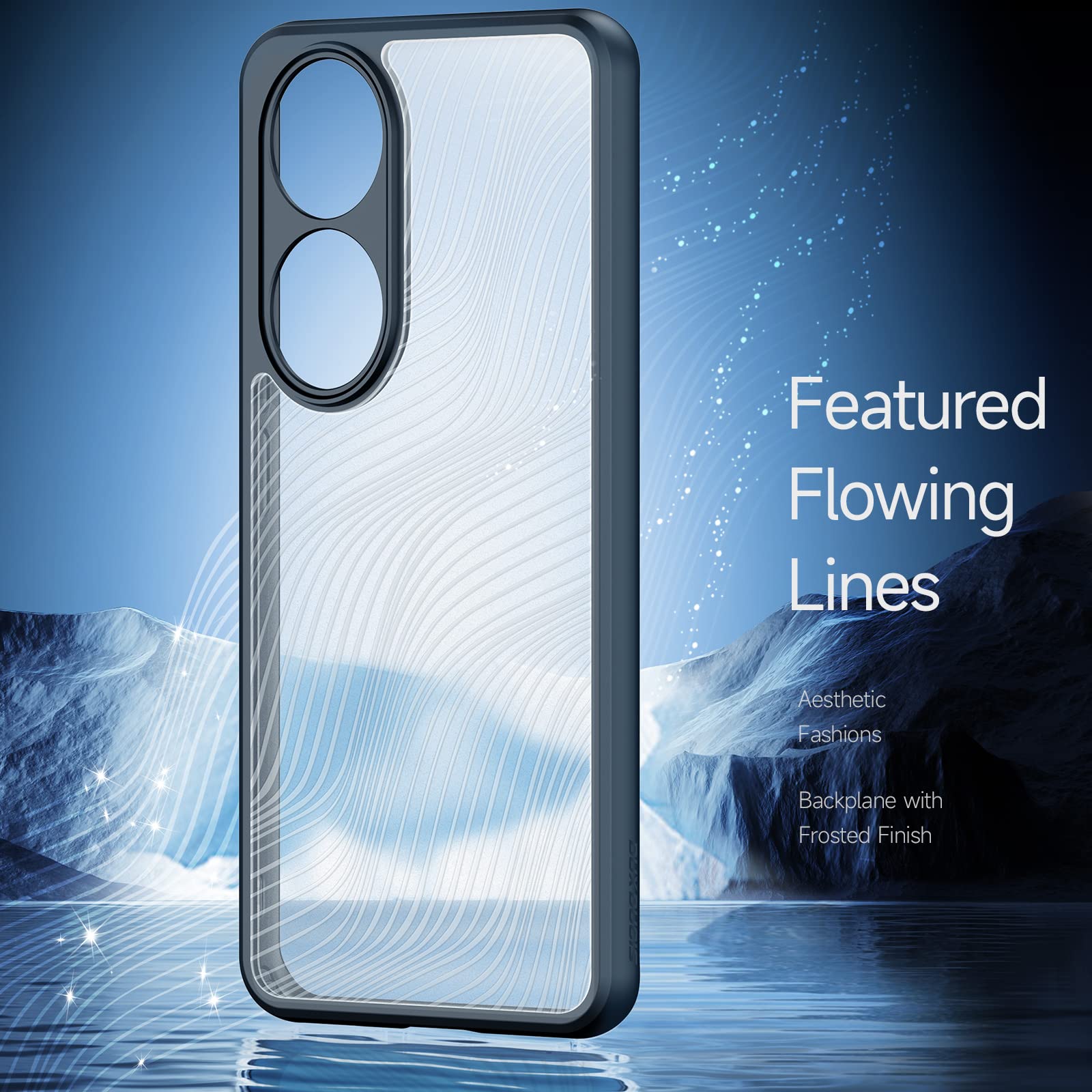 TEYYOS Armor Cover Trasparente per Honor 90, Custodia PC/TPU Linea Texture Chiaro con Antiurto Bumper, Protettiva Robusta Custodie Case Protezione Armour Caso - Nero