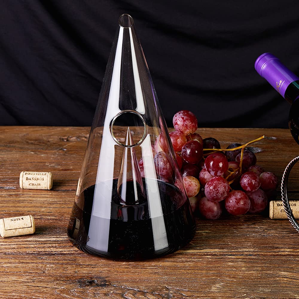 Decantador de vino tinto,Decantador de vino en for Decantador de vino de cristal hecho a mano, vino tinto, copas de champán, decantador piramidal, botella, jarra, aireador vertedor for Bar familiar
