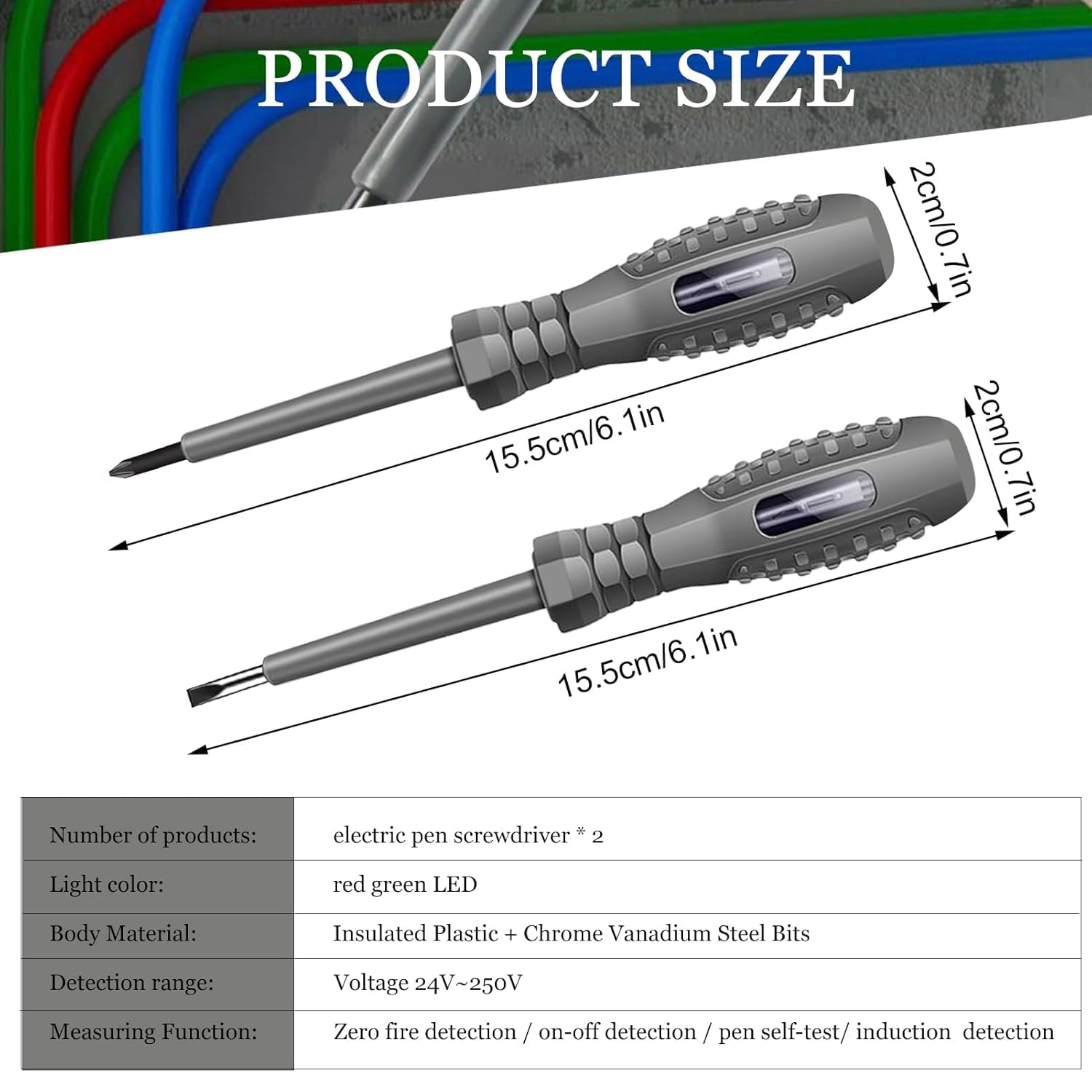 A AND S TOOL® 2pcs Electrician Screwdriver Zero Line Induction Voltage Test Pen Multifunctional Electricians Screwdrivers Handheld Tools 1