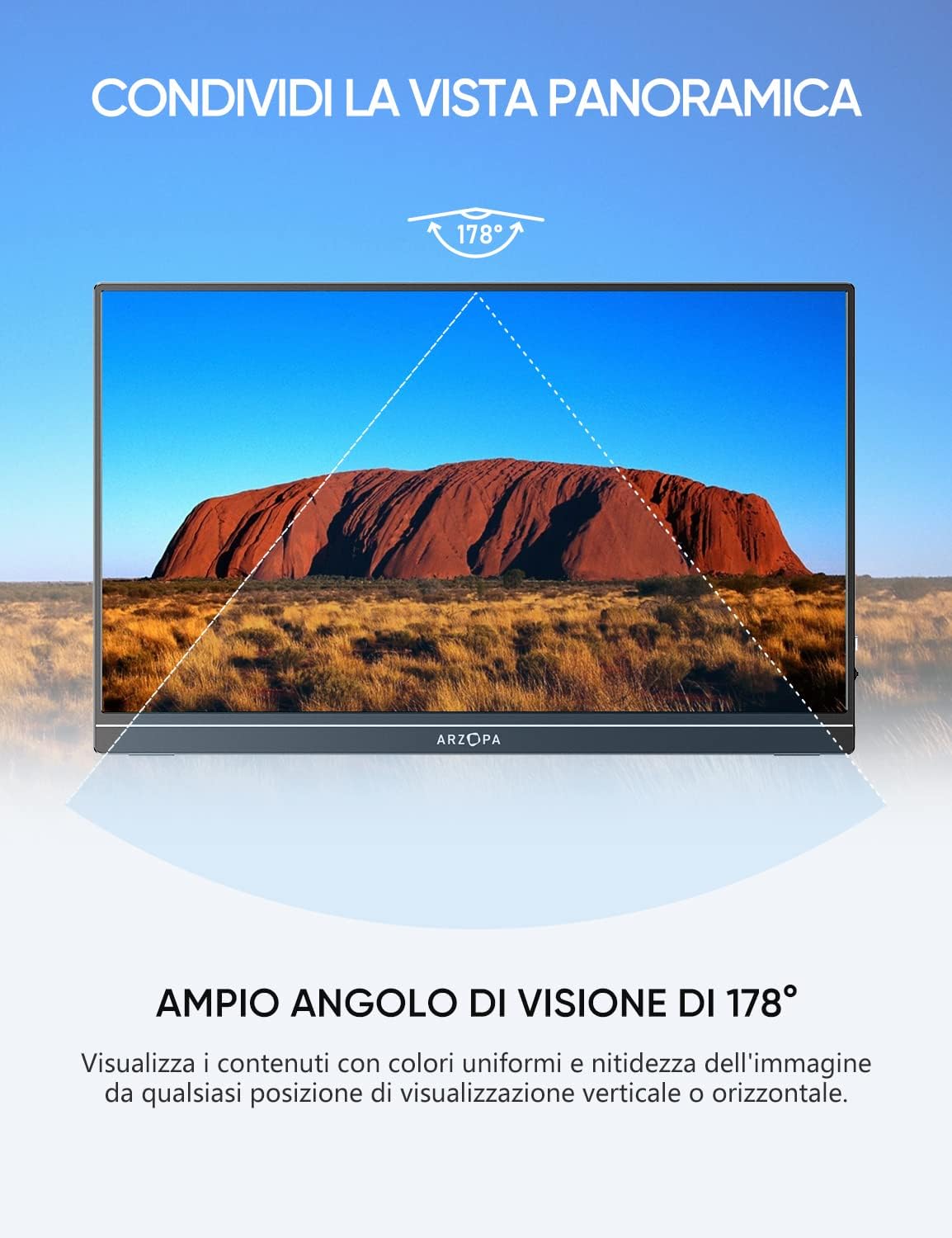 ARZOPA 17.3 Pollici Portable Monitor, 1080 FHD schermo mobile esterno IPS con HDMI/Type-C/USB-C per laptop/PC/Mac/PS4/PS5/Xbox/Switch ARZOPA 17.3 Pollici Portable Monitor, 1080 FHD schermo mobile esterno IPS con HDMI/Type-C/USB-C per laptop/PC/Mac/PS4/PS5/Xbox/Switch