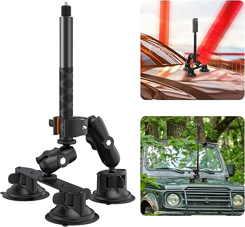 Miniatura 1 de Soporte de coche de succión para Insta360 X5, soporte de ventosas con palo selfie invisible para Insta360 X5 X4 X3 X2 X, Gopro, kit de soporte de
