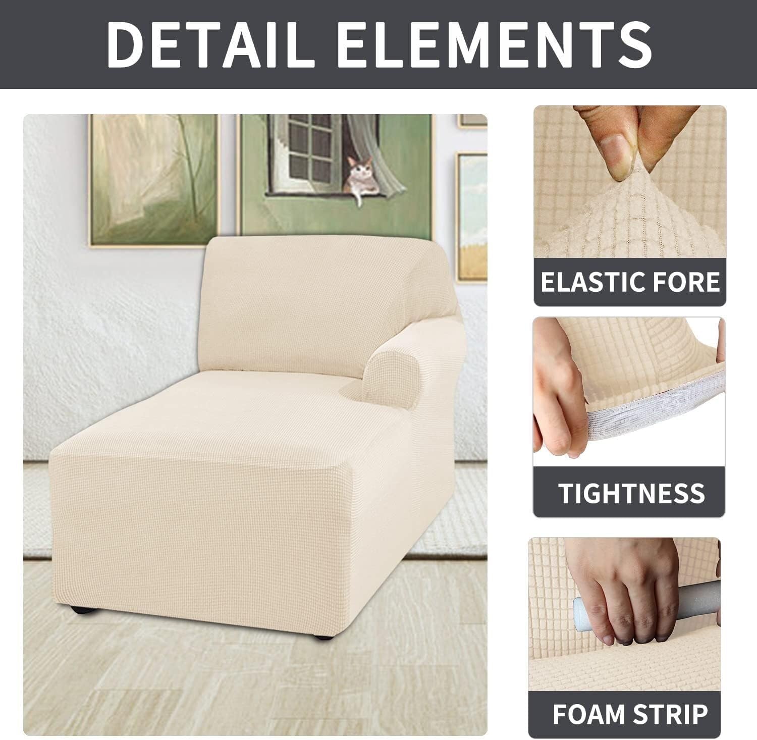 Konsilsa Spandex Jacquard Stretch Sofa Slipcover for L-Shaped Sofa Chaise Lounge, Sectional Couch Protector with Pet-Friendly Design (Color : I, Size : Chaise Lounger(Right))