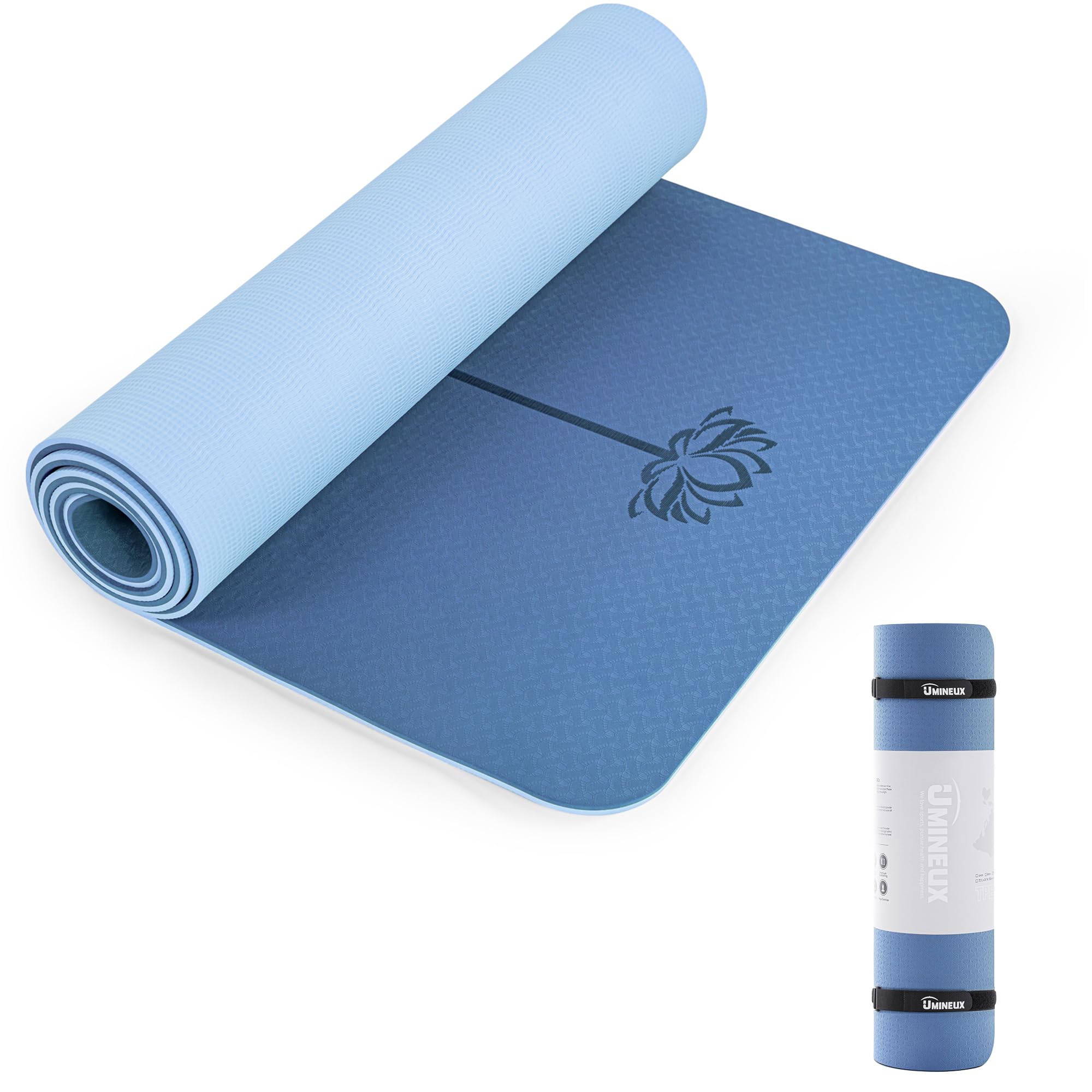 UMINEUX Yoga Mat Extra Thick 1/3 Inch Non Slip Yoga Mats for Women with Alignment Marks Eco Friendly TPE Fitness Exercise Mat with Carrying Strap & Storage Bag — image 1