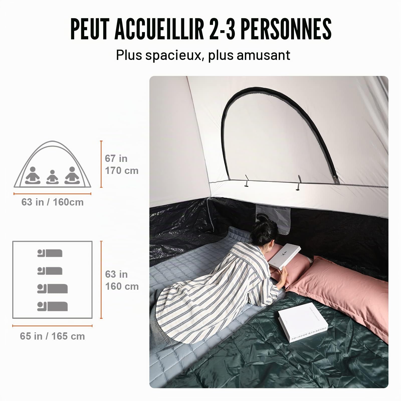 VEVOR Tente de lit de camion, tente de camionnette avec couche de pluie et sac de transport, tente de camion double couche imperméable pour camping, camping, voyage, activités de plein air