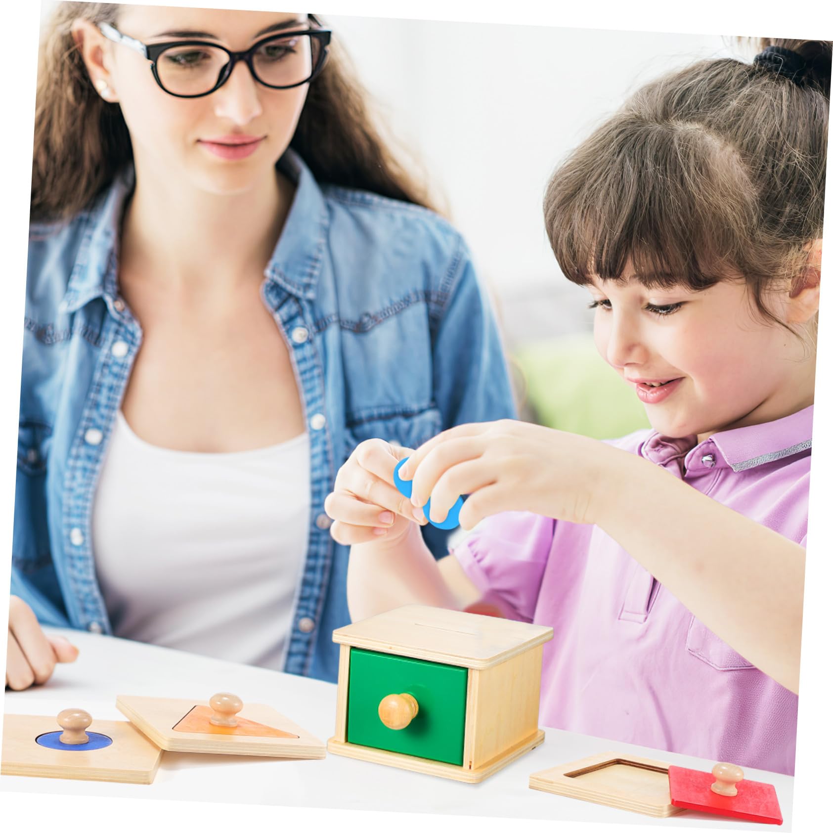 2 Juegos Juguetes Montessori de Madera para Bebés de Puzzles Geométricos con Caja de Monedas para Desarrollo Sensorial y Coordinación Manual Juguetes Educativos para Meses