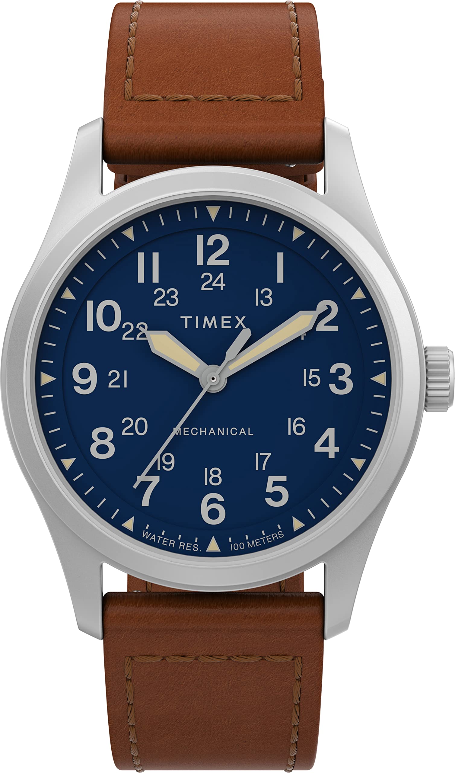 TIMEX Leather 3 Hands Men Analog Blue Dial Coloured Quartz Watch, Round Dial with 38 Mm Case Width - Tw2V00700X6, Bandcolor-Brown (B0C1K6KGLD) Amazon Price History, Amazon Price Tracker