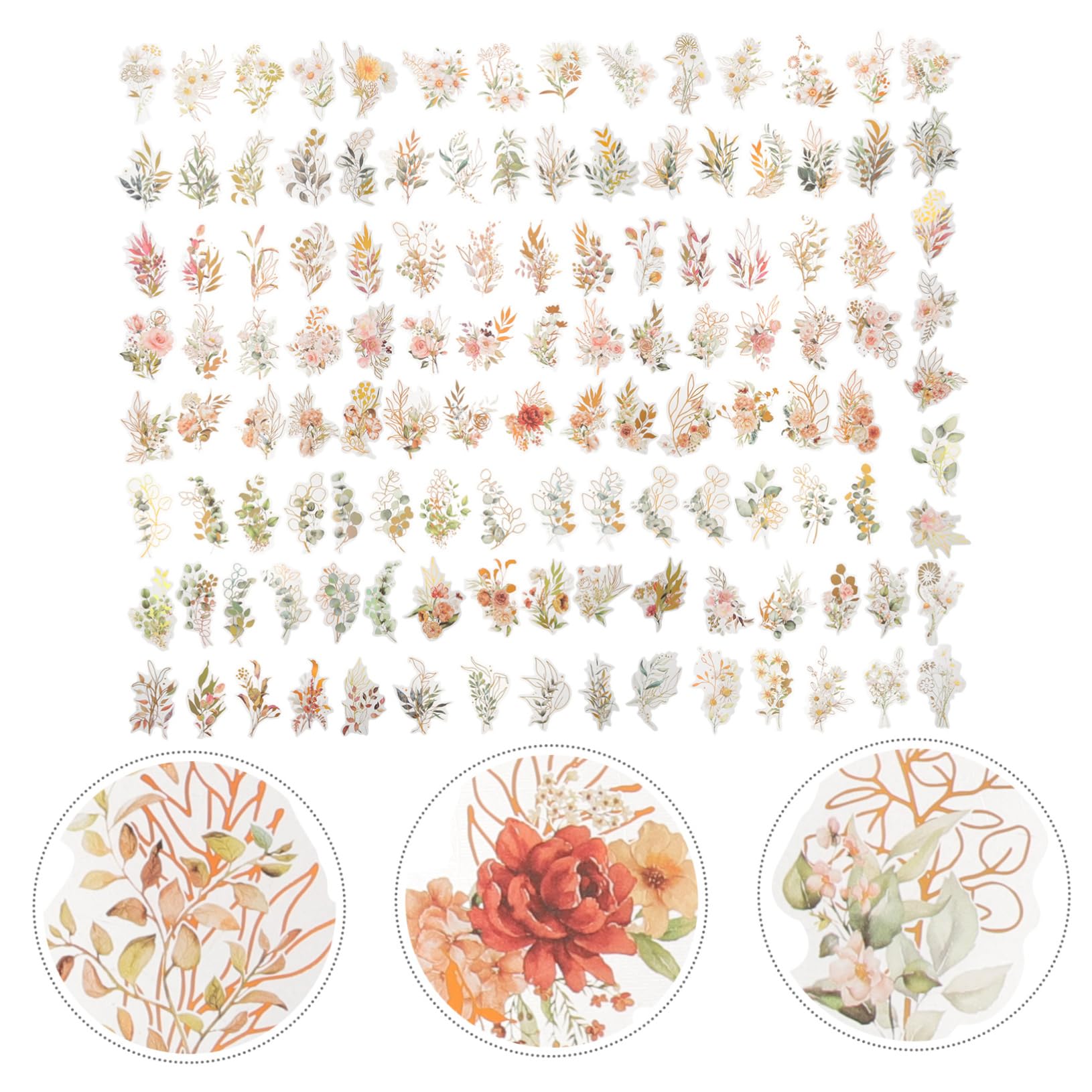 HOMSFOU Pegatinas De Plantas Y Flores Holográficas Para Scrapbooking Decoración De Álbumes Y Manualidades Y Para Proyectos Diy Y Cumpleaños Y 240 Piezas X 4