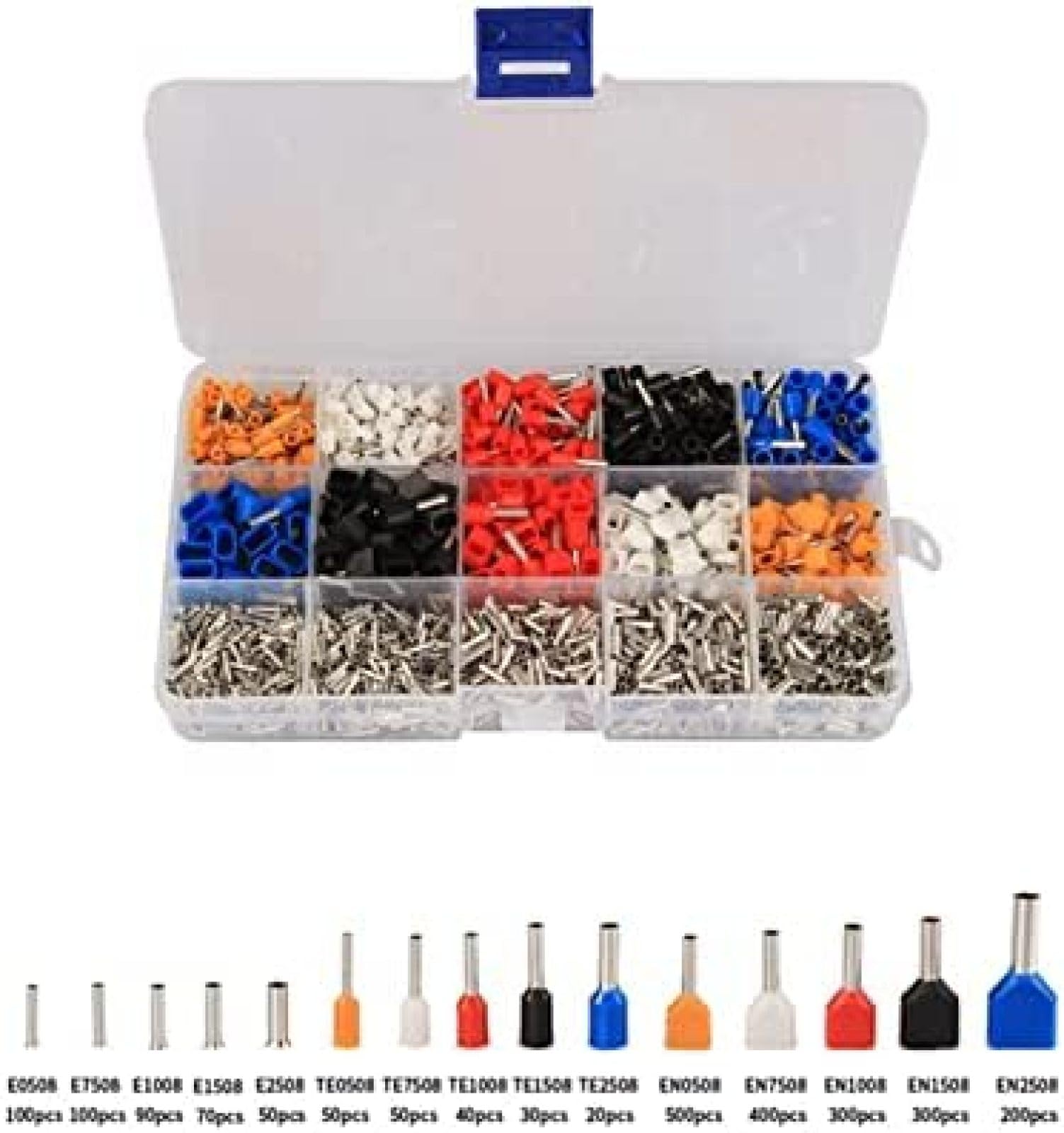 2340 Uds. Kit de 15 Modelos de virola Doble, Conectores de prensado eléctrico, Juego de terminales de engarzado de Extremo de Cable Mixto