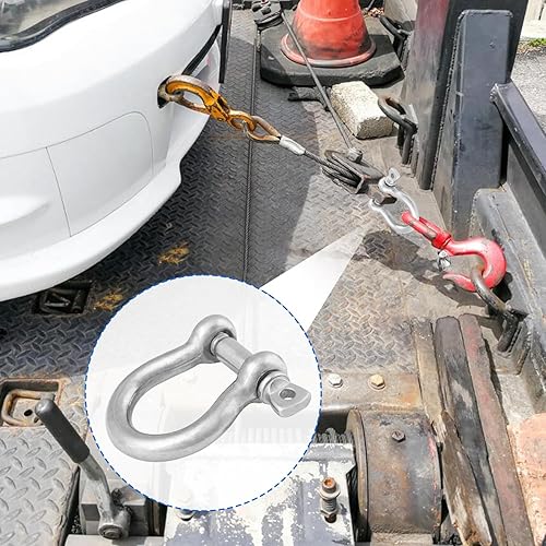 Miniatura 5 de Juego de 8 grilletes de anillo en D de acero inoxidable 304 de 12 pulgada para aventuras al aire libre, alambre de acero de tracción y construcción