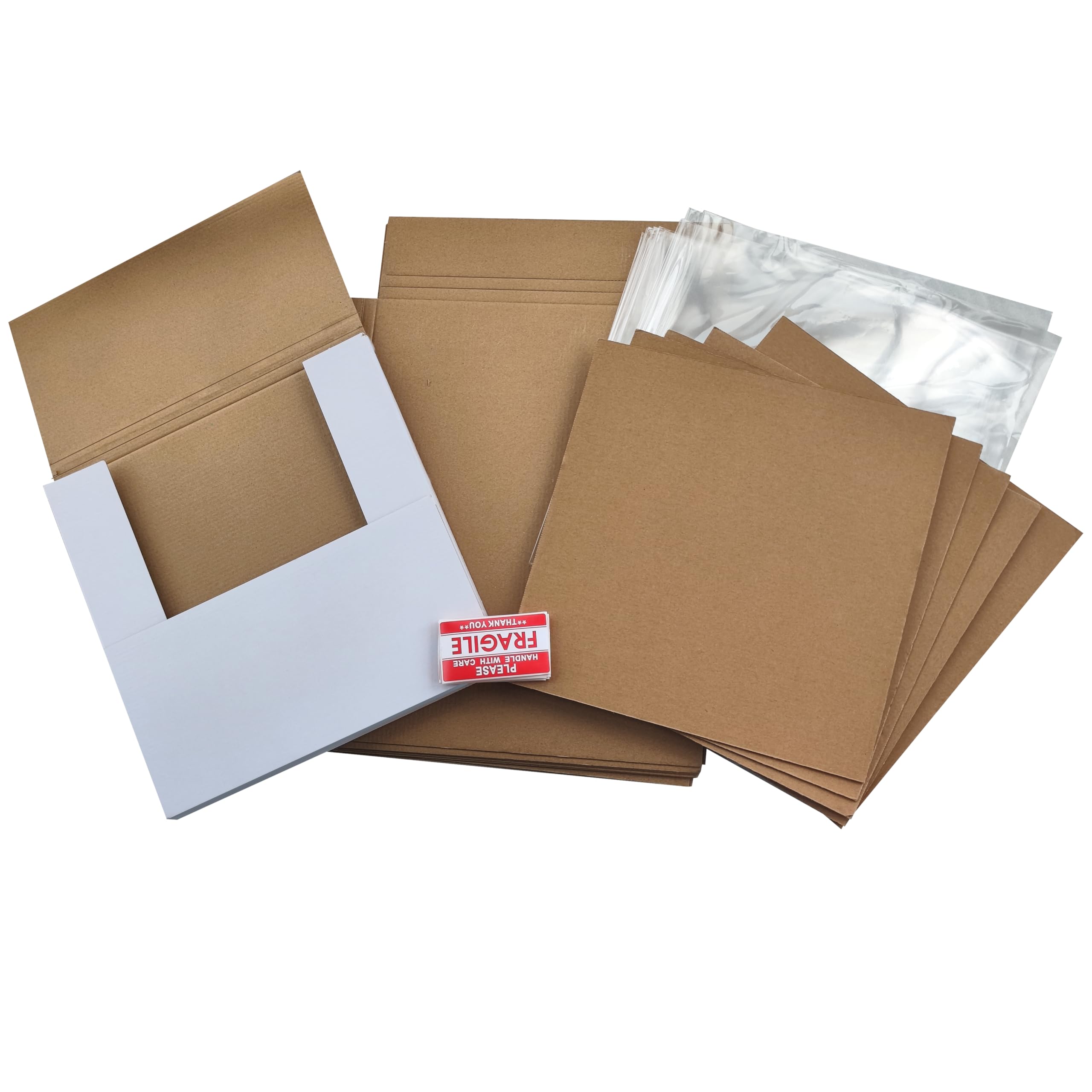 Vinyl Record White LP Shipping Boxes Set 12.5" x 12.5" x 1" Record Mailers Corrugated Cardboard Boxes Album Paper Box (10)