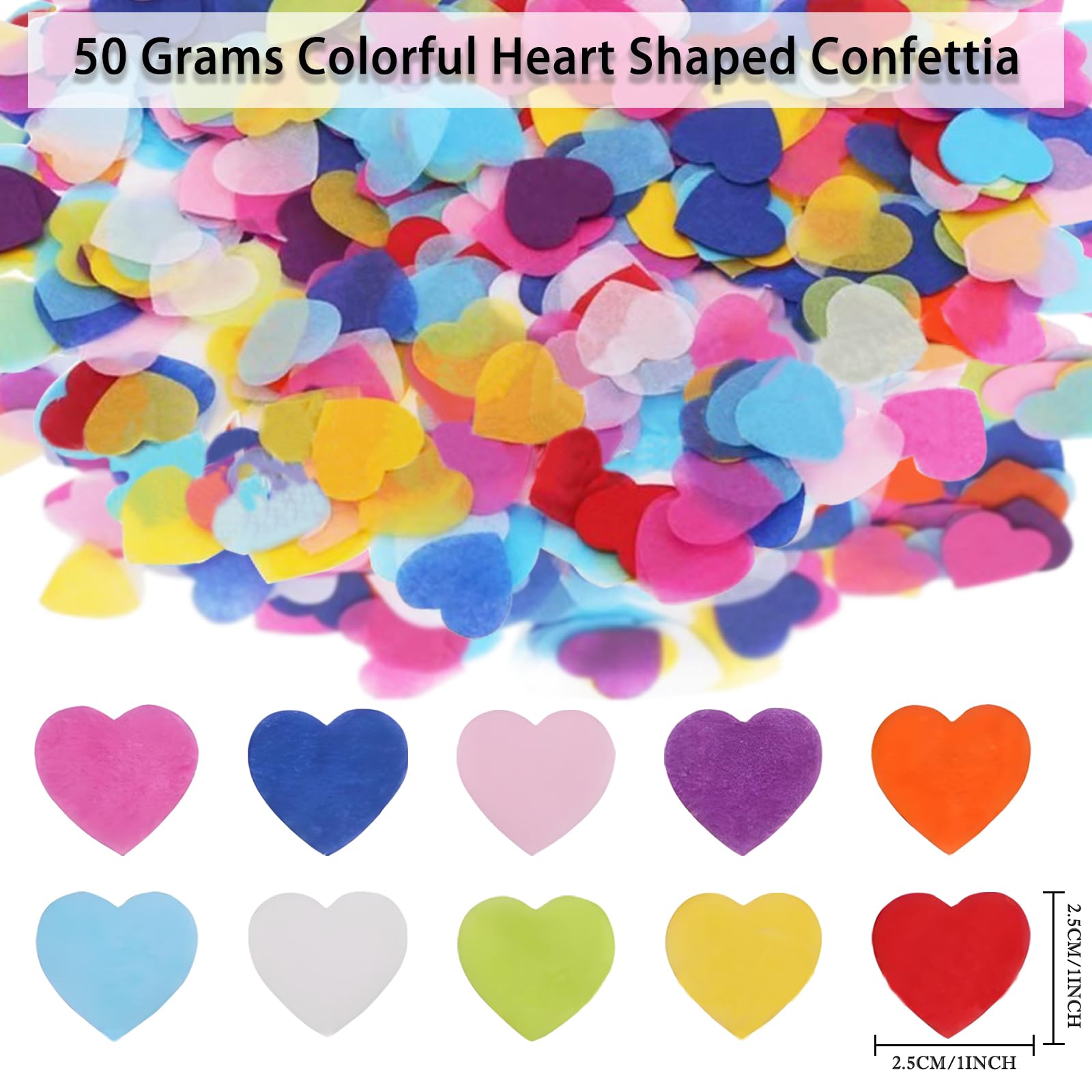 6000 Pieces Heart Shaped Biodegradable Confetti Wedding Confetti Biodegradable for Weddings Valentines Anniversaries-Eco-Friendly Paper Hearts Hen Party Table Decoration (Colorful Heart Paper) - Image 2