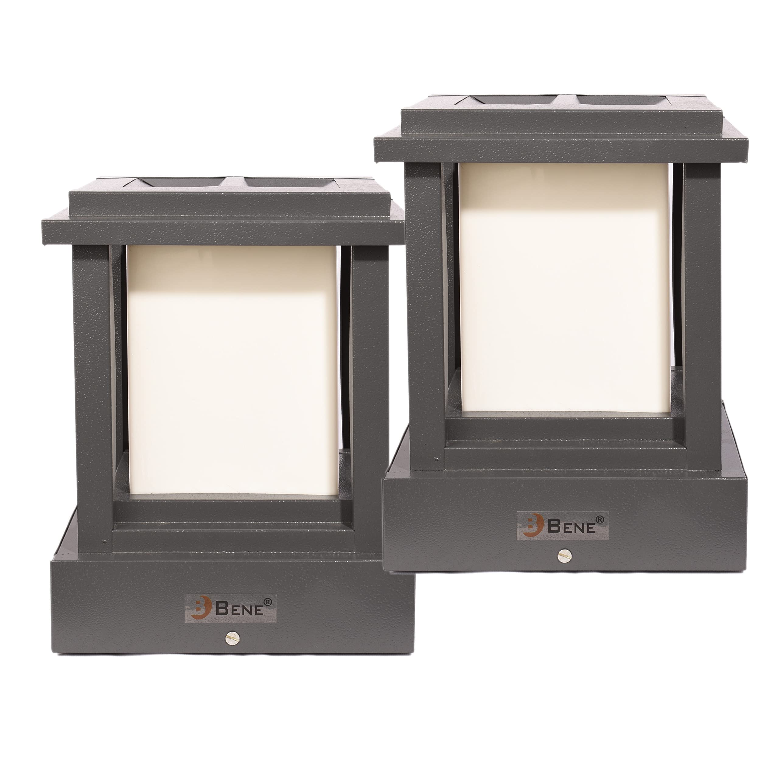 BENE Garden Light Tokyo Square 20 cm Milky, Grey, Pack of 2 Pc