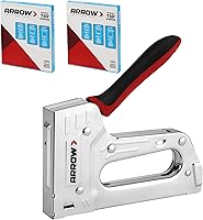 Arrow T55BL Heavy Duty Staple Gun Kit with 3750 T50 Staples (1/4", 3/8", 1/2") - Soft Rubber Grip for Upholstery & Crafts