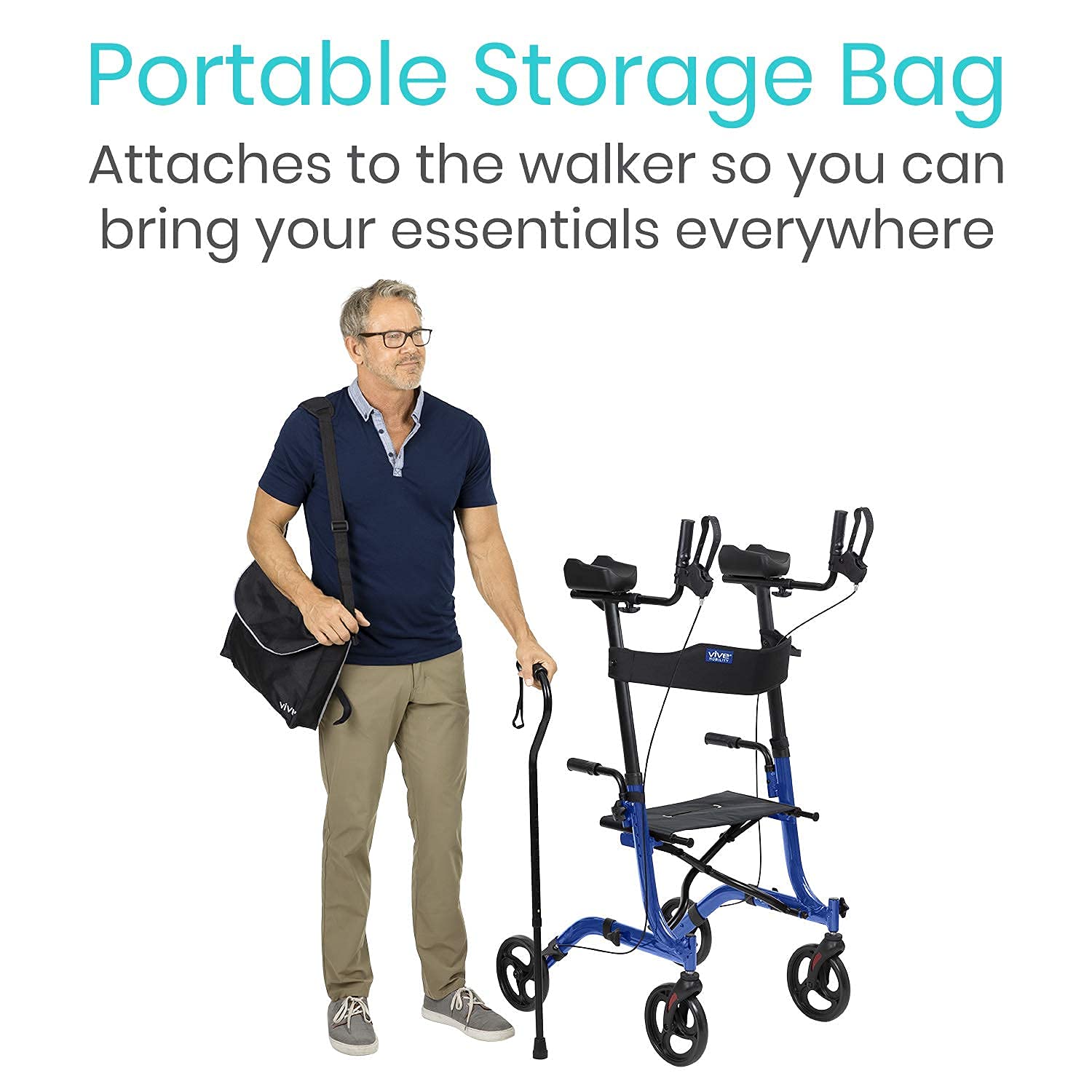 Vive Mobility Upright Rollator Walker for Seniors with Seat and