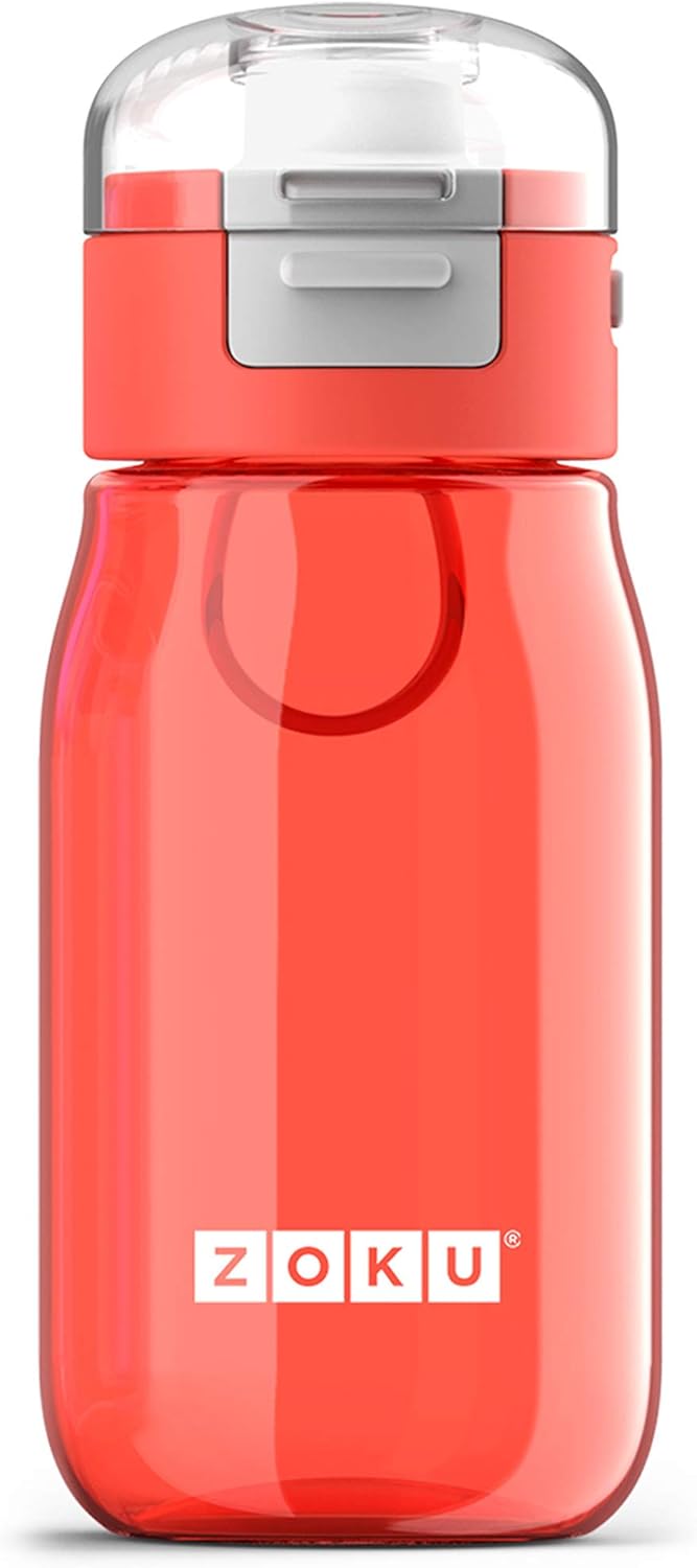 Zoku Kids Flip Gulp Bottle, 16 Ounce Lightweight Tritan Water Bottle with Leakproof