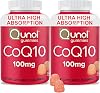Qunol CoQ10 100mg Gomitas, Absorción Ultra Alta, Antioxidante, 120 Gomitas | Suplemento #1 Recomendado por Cardiólogos para la Salud del Corazón, Suplemento de Coenzima Q10 para apoyar la Salud Vascular y la Energía Celular Gomitas 60 Count (Paquete de 2) 1