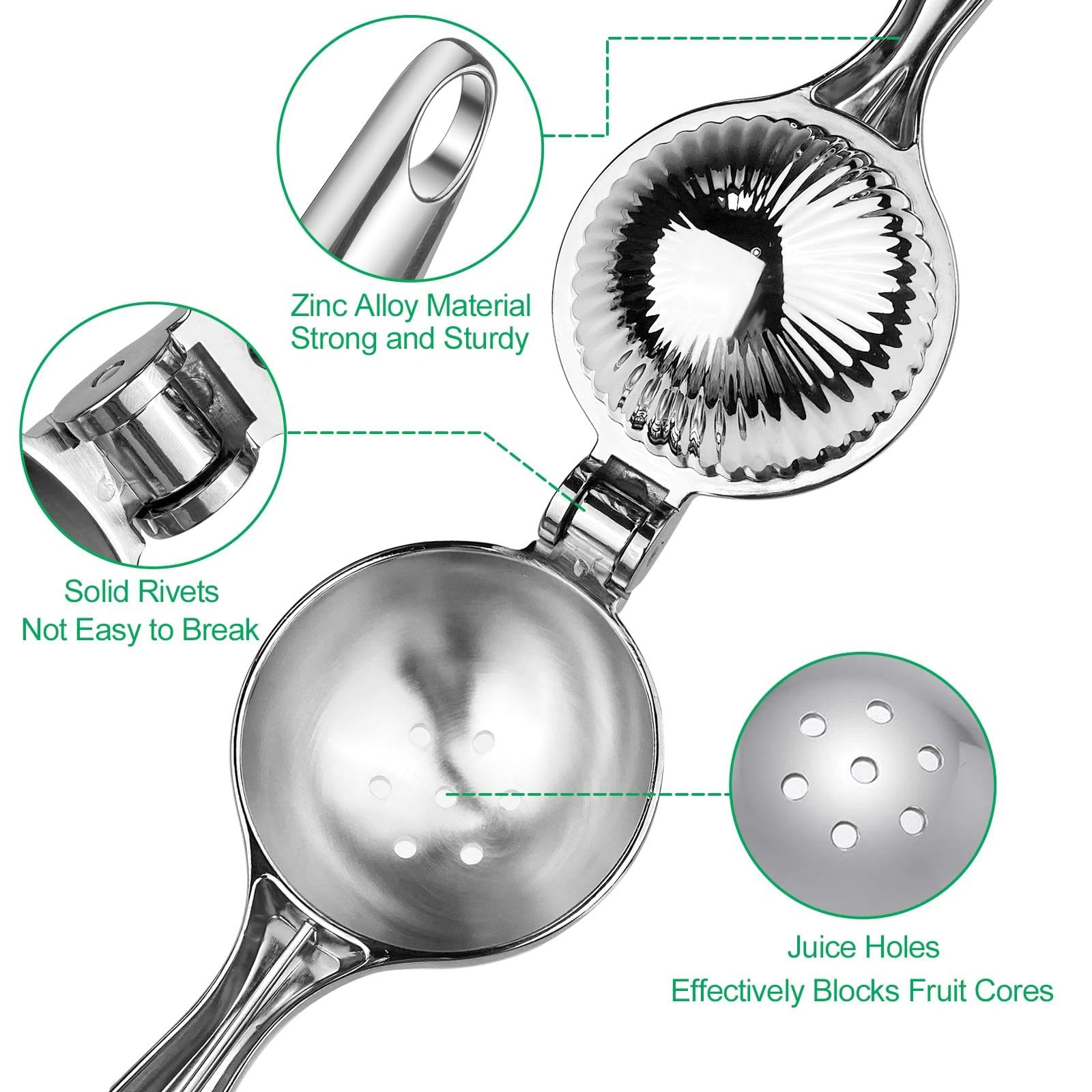 Ravytha Spremilimone Manuale, Spremi Limone Manuale, Spremiagrumi Professionale a Leva di Alluminio, con diametro di 7cm, Spremitiagrumi Manuale, per Cucina, Bar e Ristorante (Argento) - 5