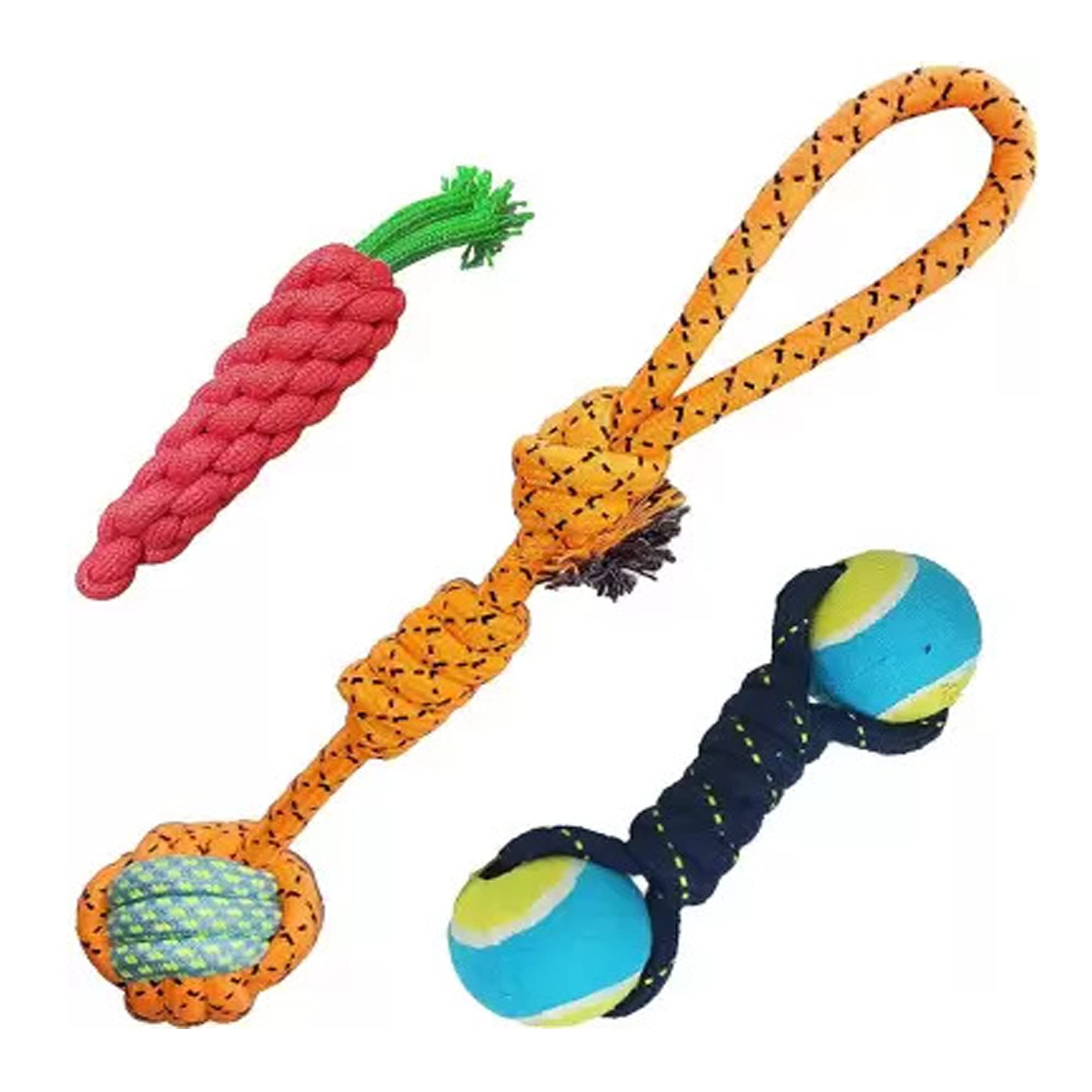 Pet Needs Combo of 3 Durable Pet Teeth Cleaning Chewing Biting Knotted Carrot Dumbbells & Single Knotted Rope Chew Puppy Toy (B0BLNXP3SY) Amazon Price History, Amazon Price Tracker