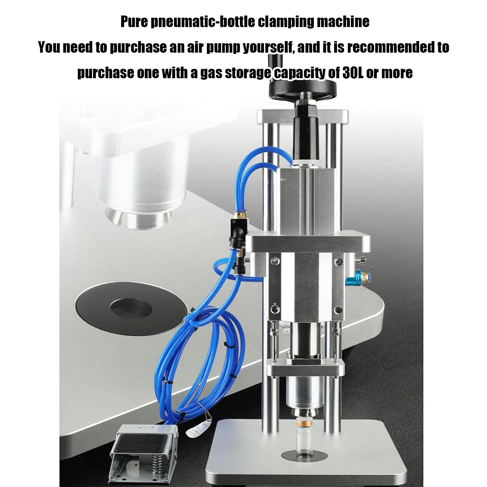 Máquina prensadora neumática de viales, sellado automático con ajuste de altura e interruptor de pie, 30-60 piezas/min para sellar viales y tapas de aluminio y plástico