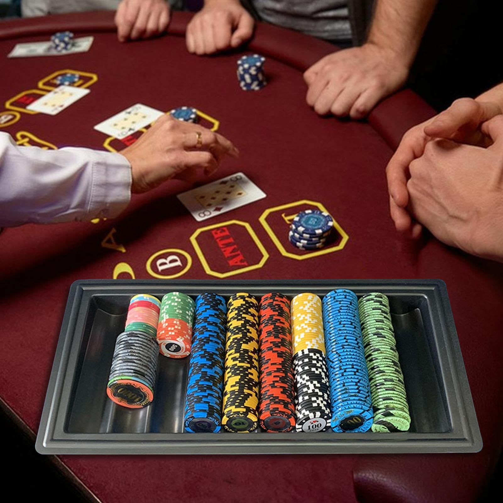 Pokerchip-Halter, Chip-Tablett, Poker-Tischhalter, Dealer-Chip-Tablett, Pokerchip-Organizer, Poker-Tischablage, Pokerchip-Aufbewahrung, Pokerchip-Organizer, Pokerchip-Tablett,