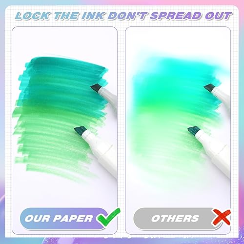 Miniatura 4 de Fulmoon 150 hojas de papel marcador a prueba de sangrado para marcadores de alcohol, A4 de 8.27 x 11.69 pulgadas, bloc de papel de dibujo artístico