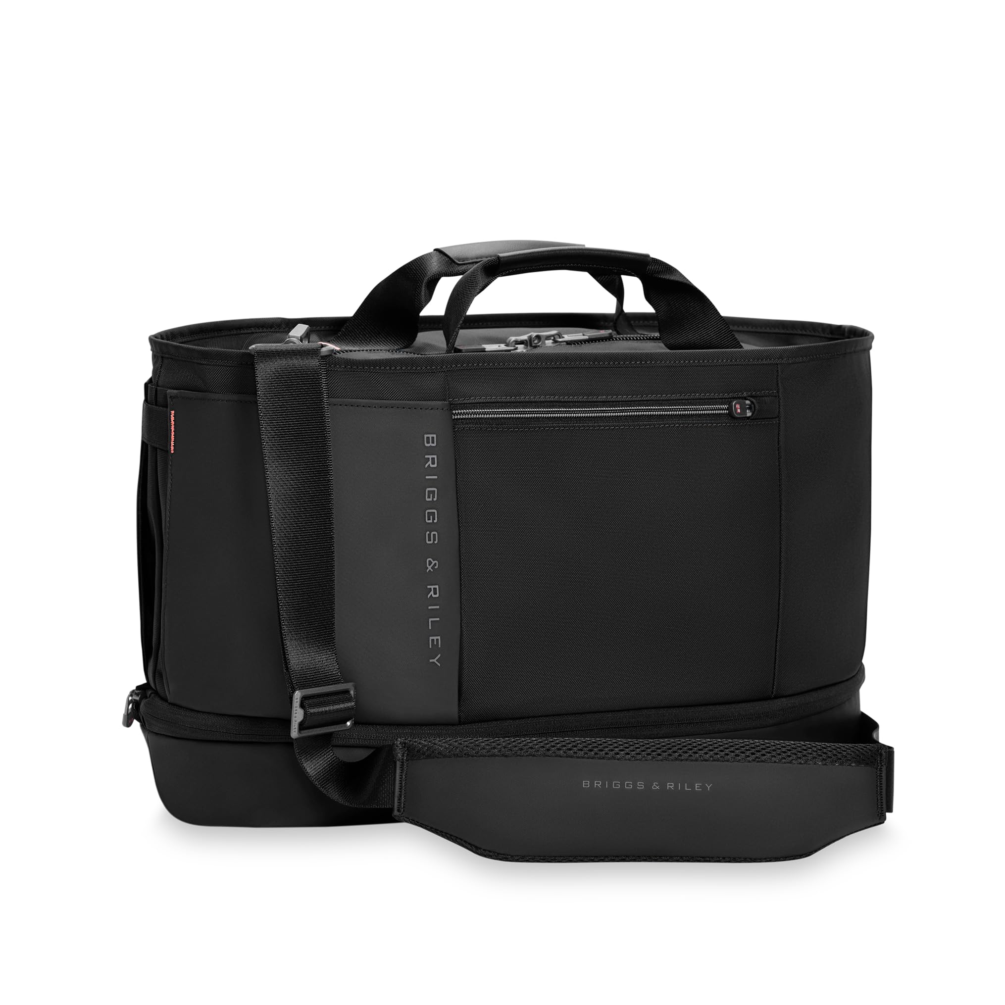 Briggs & Riley Expandable Overnighter - Personal Item Travel Bag for Women & Men, Carry On Weekender Bag for Airplane, Overnight Duffle Style Luggage, Removable Shoulder Strap - ZDX Collection, Black