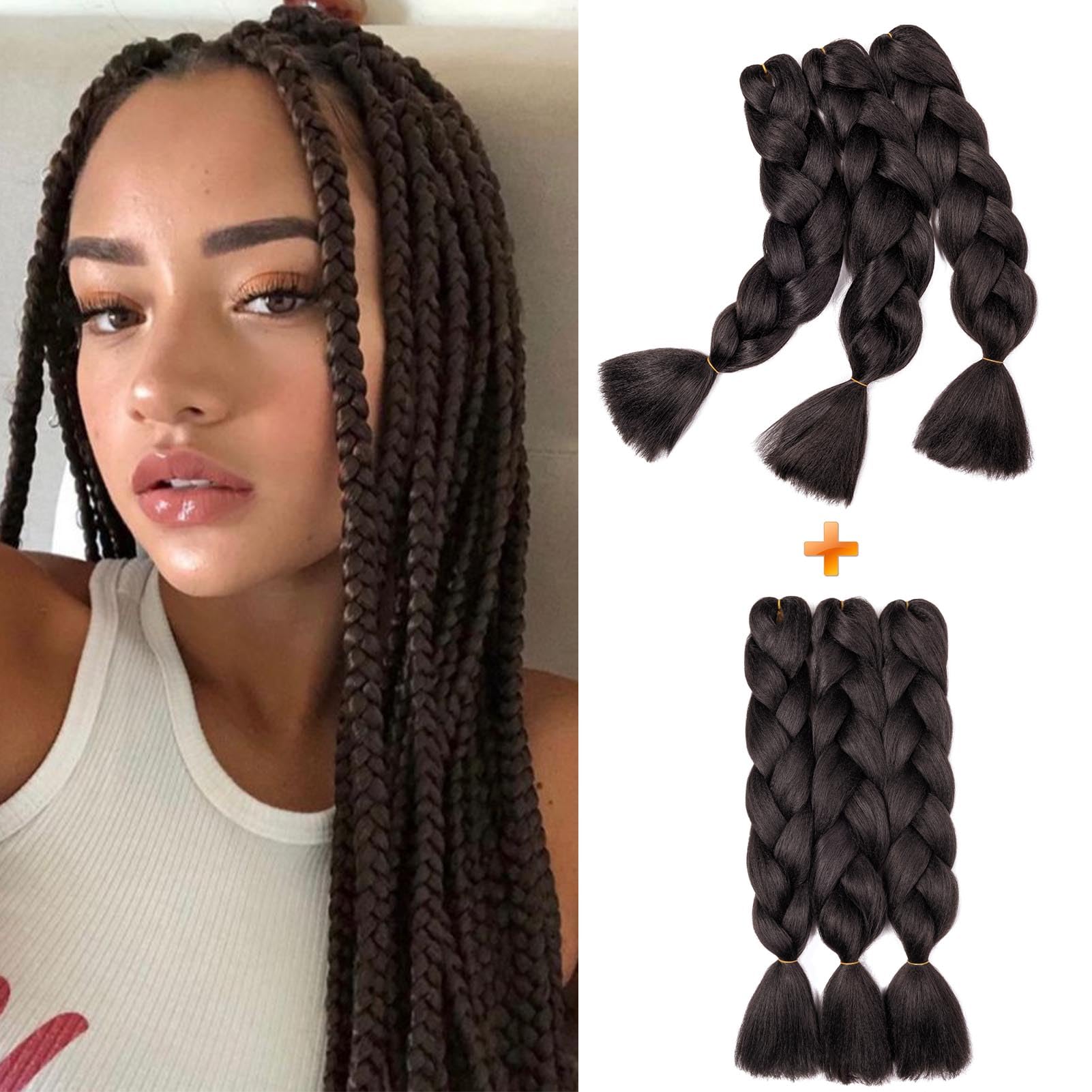 60cm Extensiones de Pelo Trenzas Africanas Castaño Oscuro Extensiones para Trenzas Africanas 1 pcs 100g Kanekalon Pelo para Trenzas Africanas Sintetico Extensiones de Trenzado Cabello Braiding — view 27