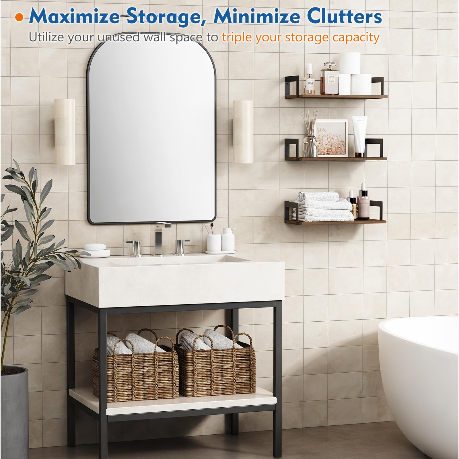 Harwaya Floating Shelves - Set of 3 -4 Harwaya Floating Shelves - Set of 3 -4