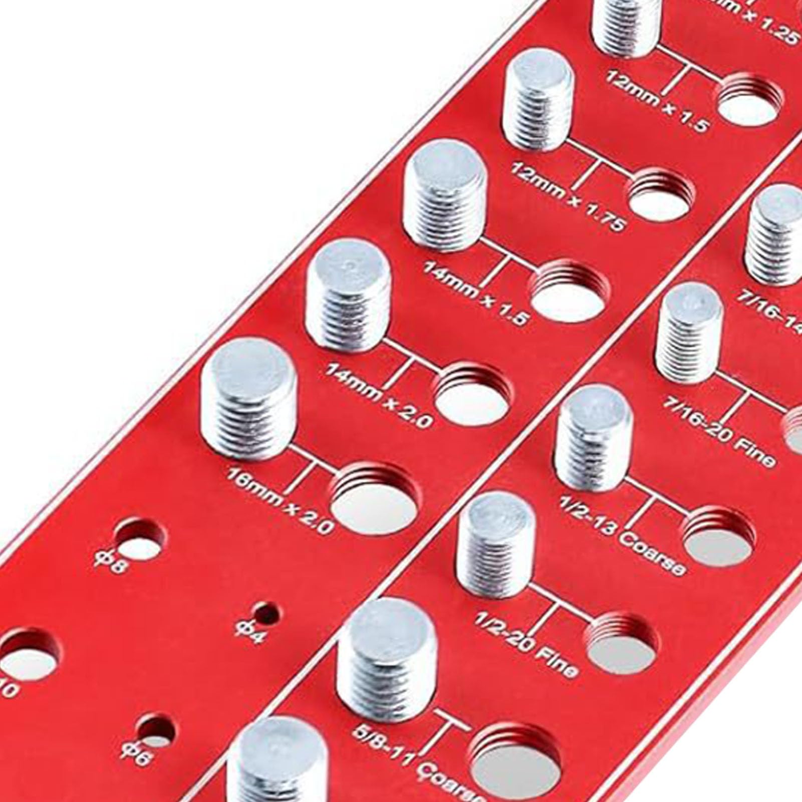 Gewindeprüfer mit 42 Mutternschraubengrößen, Aluminiumlegierung und Stahl