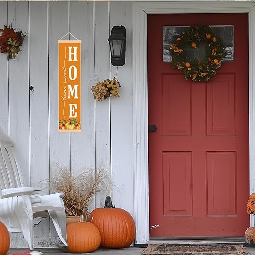Miniatura 6 de Cartel de Feliz Acción de Gracias, decoración de porche de otoño, pancartas colgantes de otoño, decoraciones de porche de calabaza al aire libre