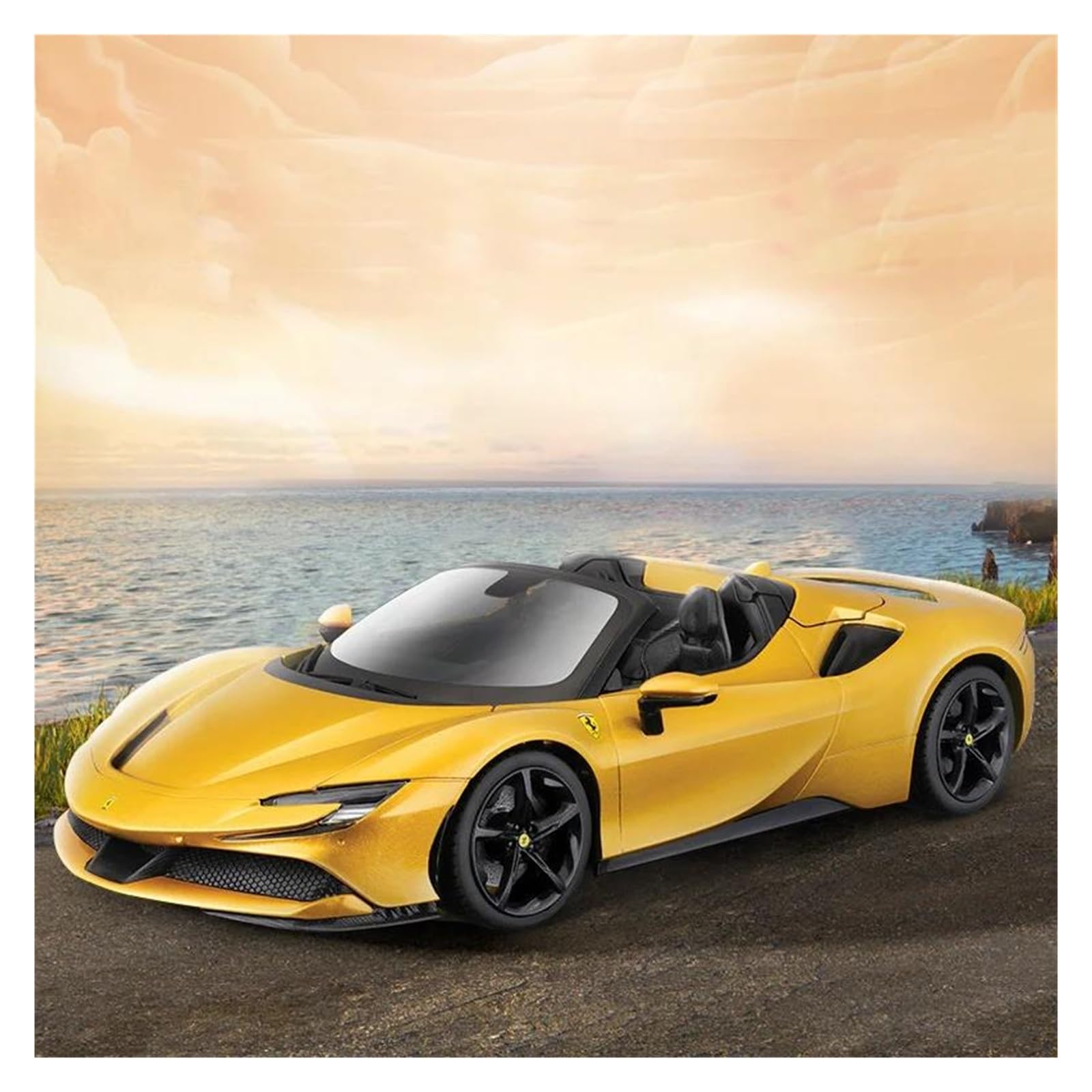Metallo Scala Replica 1 18 Per Ferrari Sf90 Spider Stradale Modello Diecast Auto Edizione Lega Veicolo Souvenir Giallo Rosso(Yellow)