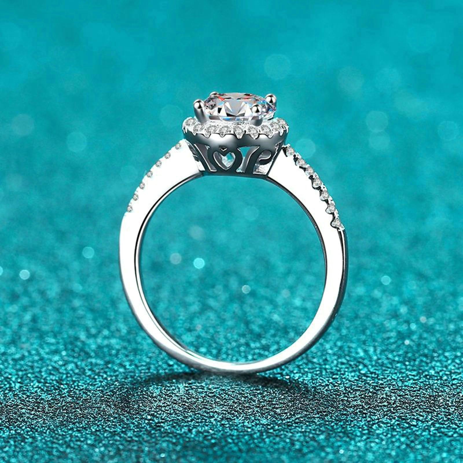 Anillo de compromiso para mujer, oro blanco de 14/18 quilates, anillo de 0,5 quilates con diamantes cultivados en laboratorio para mujer