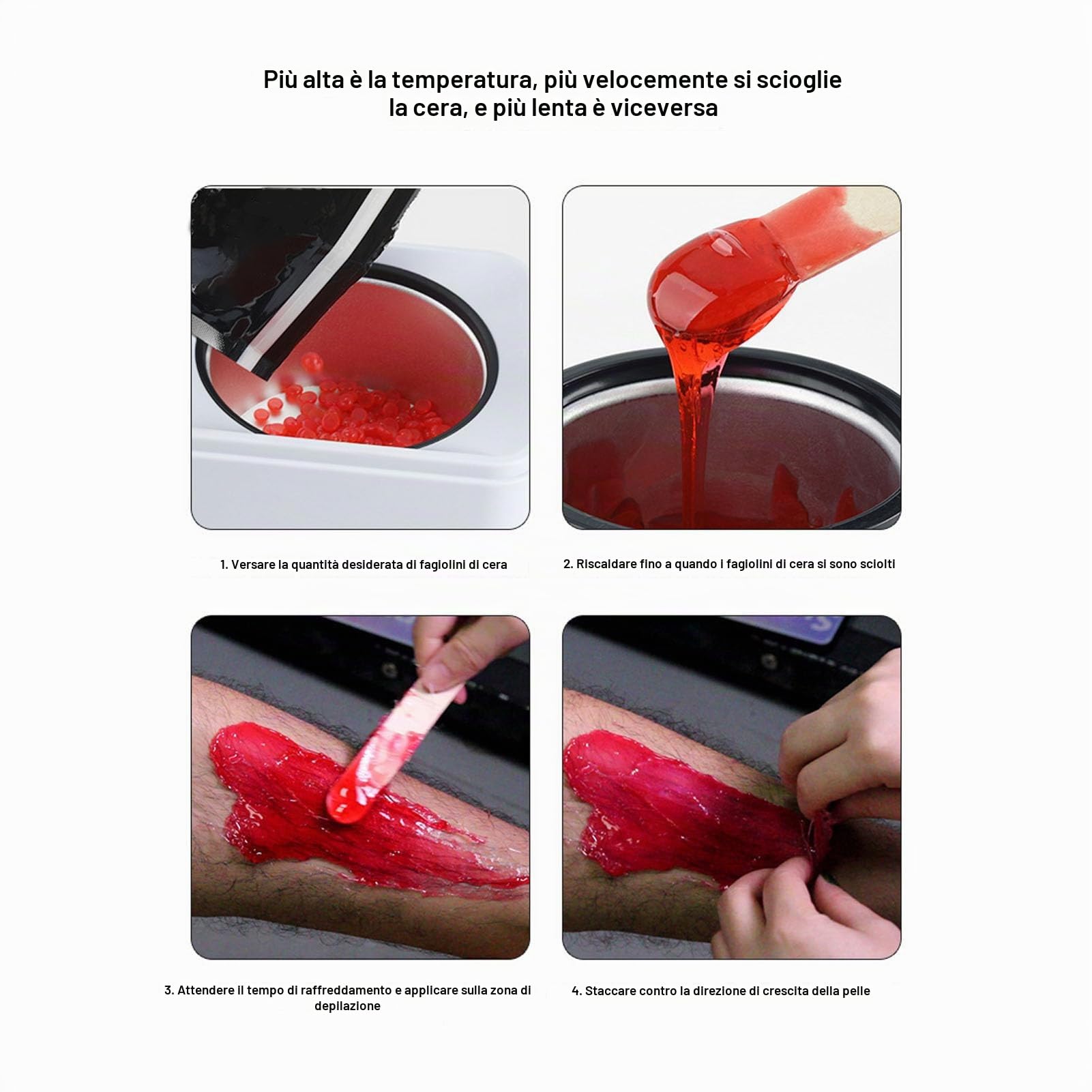 Scaldacera per Cera Brasiliana, Scaldacera Professionale per Depilazione, Scaldacera Portatile (Spina europea 220V)